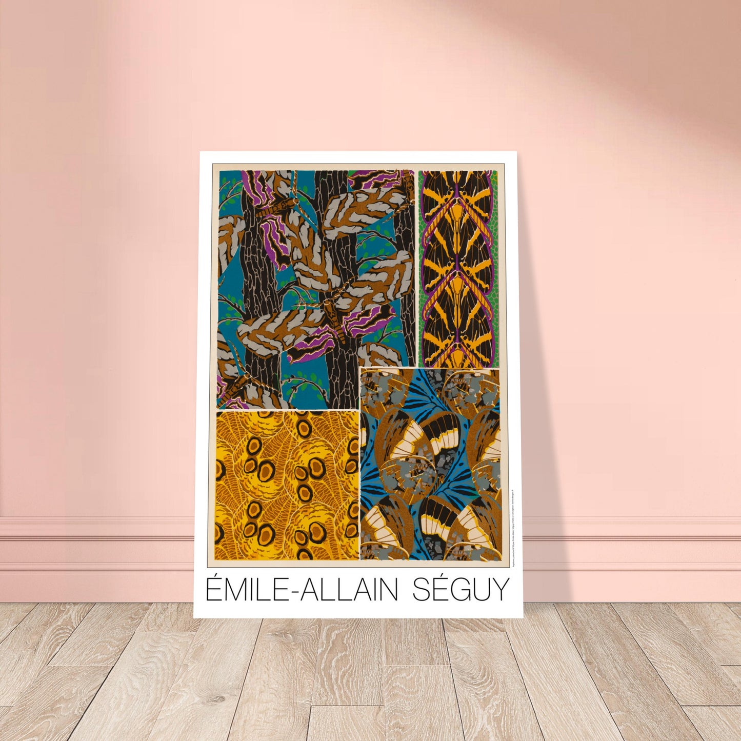 Illustration Art déco d’Émile-Allain Séguy : composition naturelle n°4. Composition décorative de l'Art déco par Émile-Allain Séguy présentant des motifs inspirés par la nature, incluant des arbres, des feuilles et des papillons stylisés. Image d'illustration 8