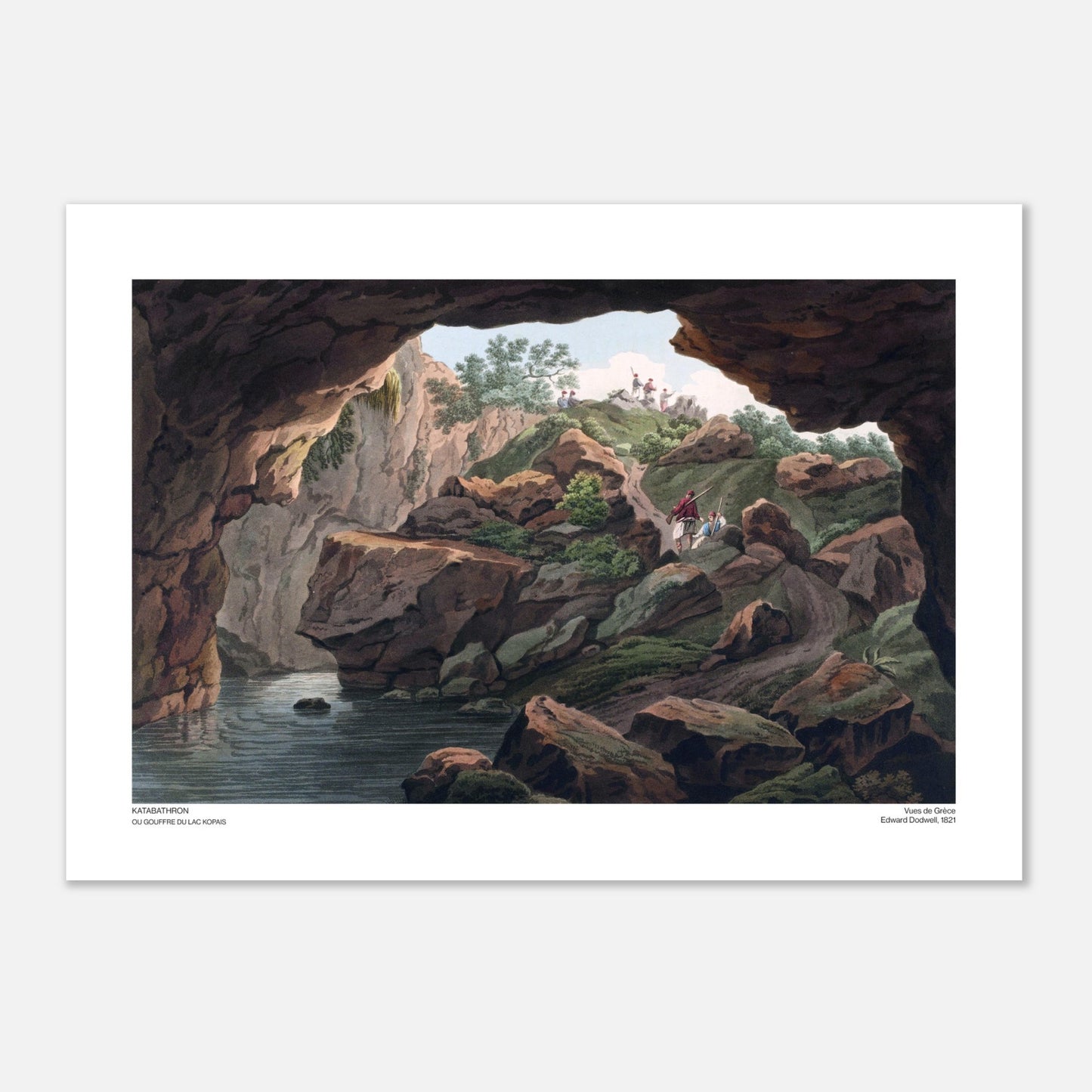 Katabathron, ou gouffre du lac Kopais - Illustration des Vues de Grèce par Edward Dodwell - Taille 29,7x42 cm (A3)