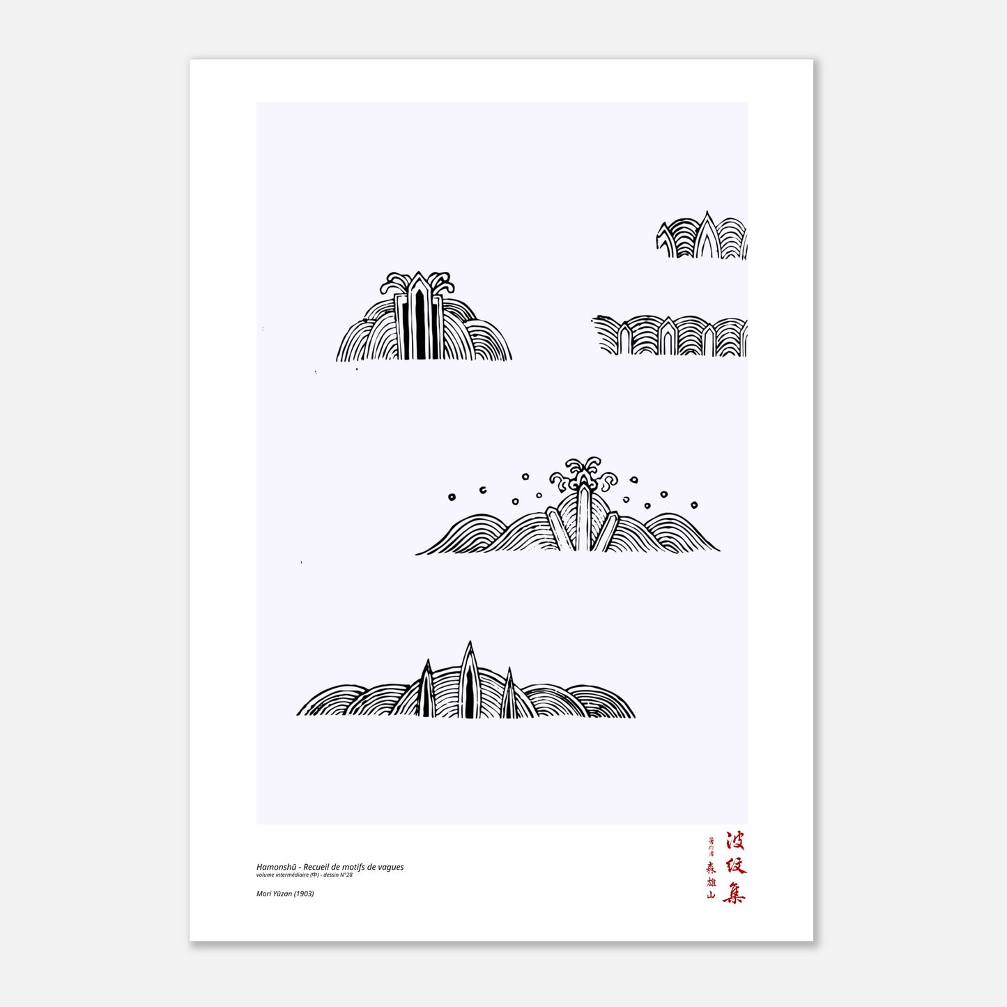 Motif N°28 du volume intermédiaire (中) du recueil Hamonshū, par Mori Yūzan - Taille 42x59,4 cm (A2)