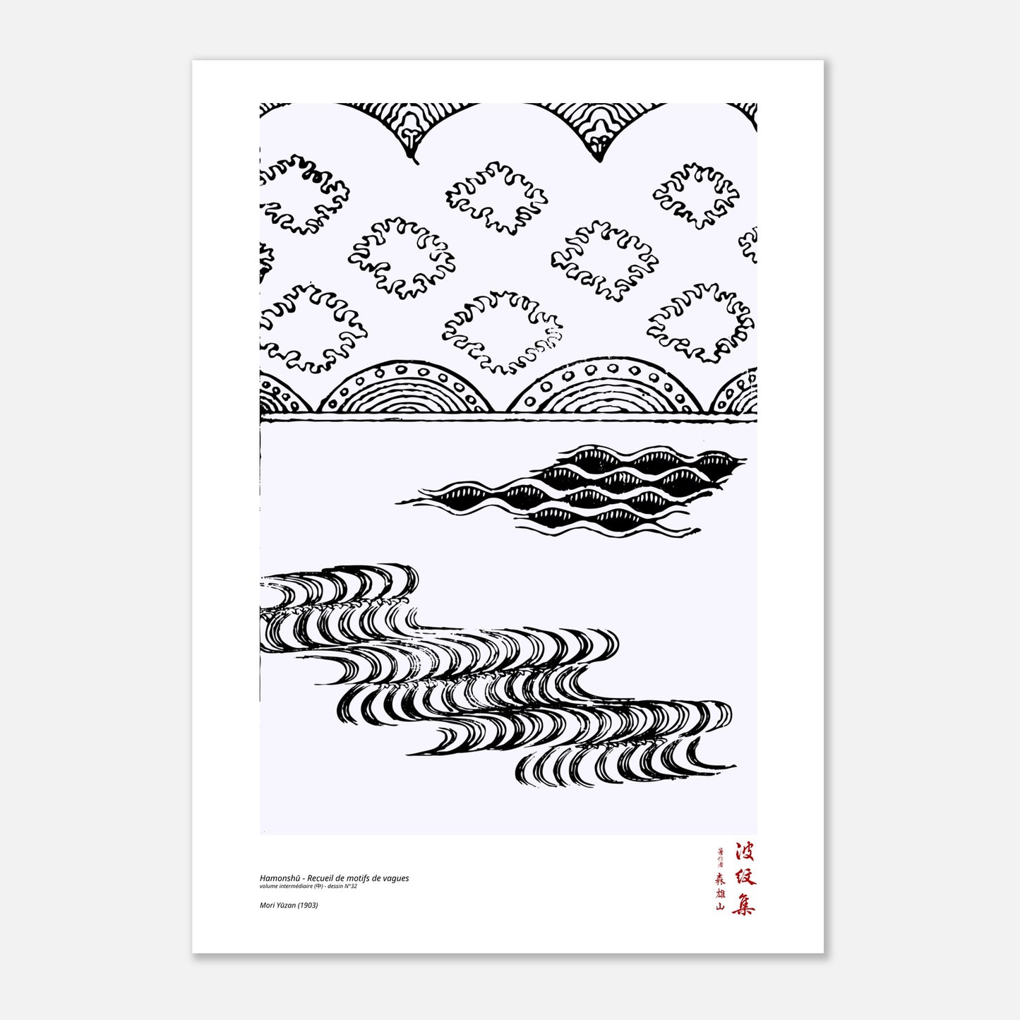 Motif N°32 du volume intermédiaire (中) du recueil Hamonshū, par Mori Yūzan - Taille 42x59,4 cm (A2)
