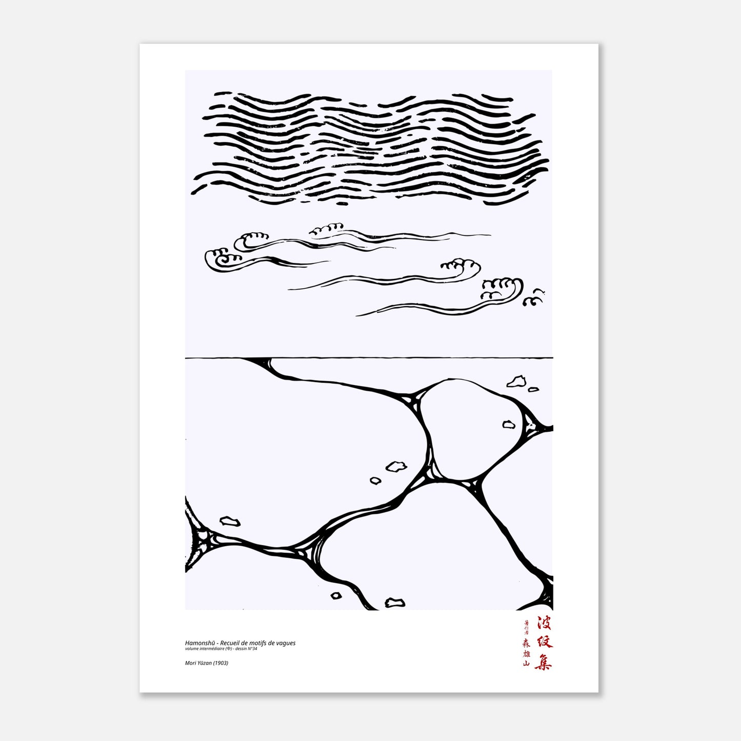 Motif N°34 du volume intermédiaire (中) du recueil Hamonshū, par Mori Yūzan - Taille 21x29,7 cm (A4)