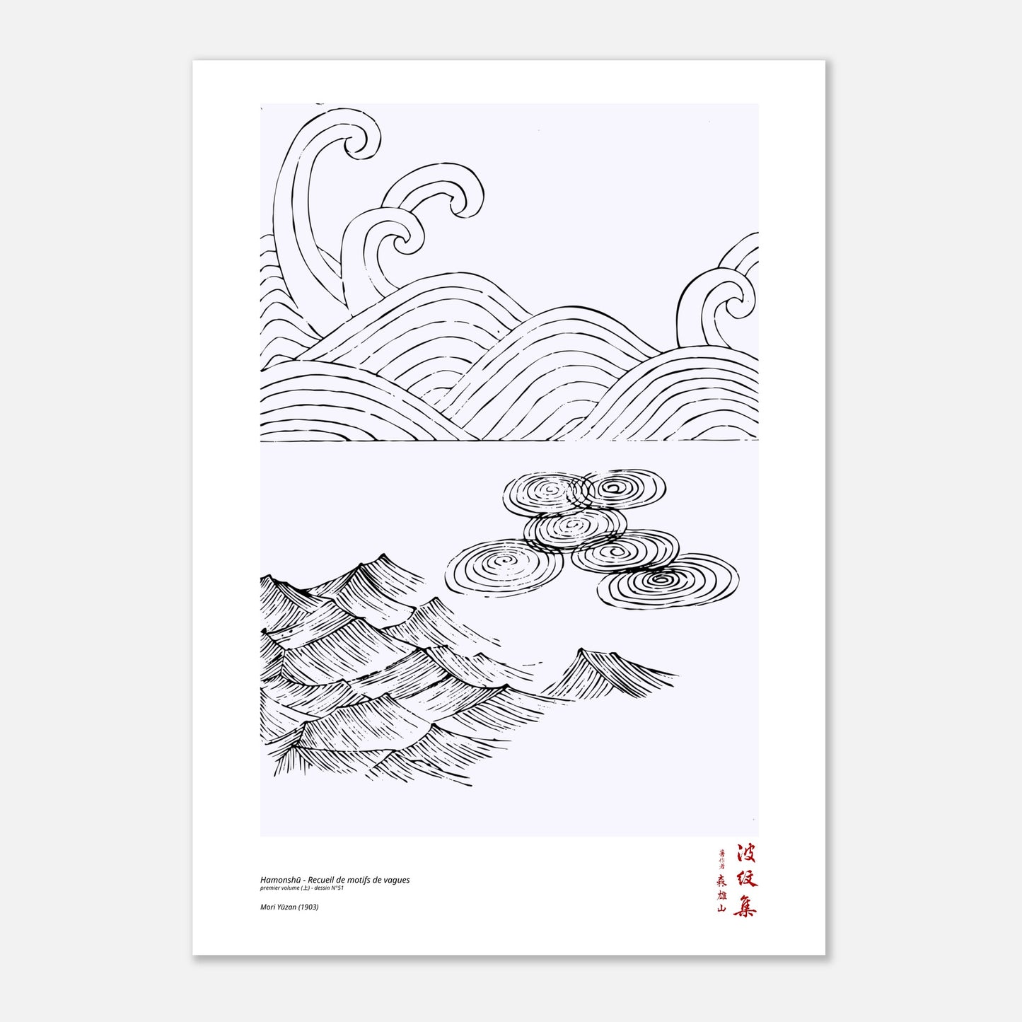 Motif N°51 du premier volume (上) du recueil Hamonshū, par Mori Yūzan - Taille 42x59,4 cm (A2)