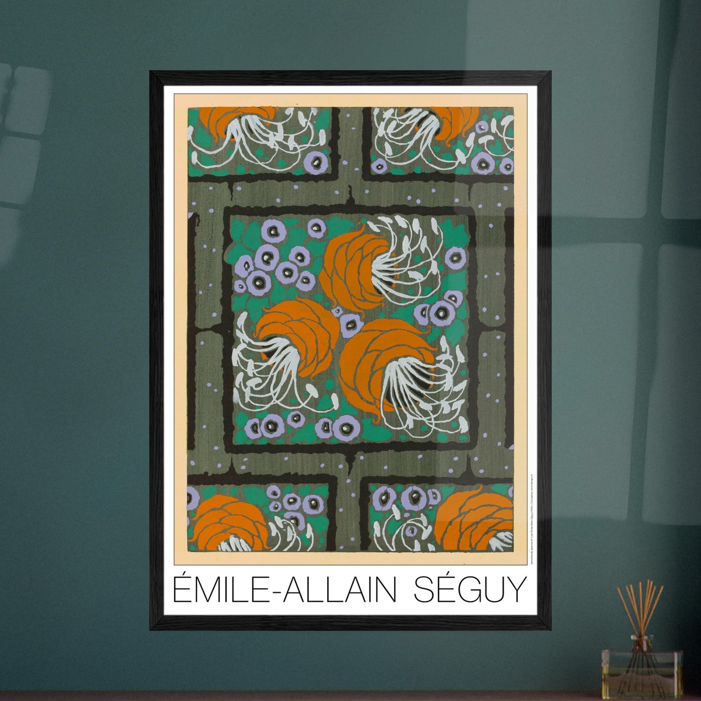 Motifs oranges sur quadrillage vert - Samarkande, motifs orientaux par Émile-Allain Séguy - image 53865696756045