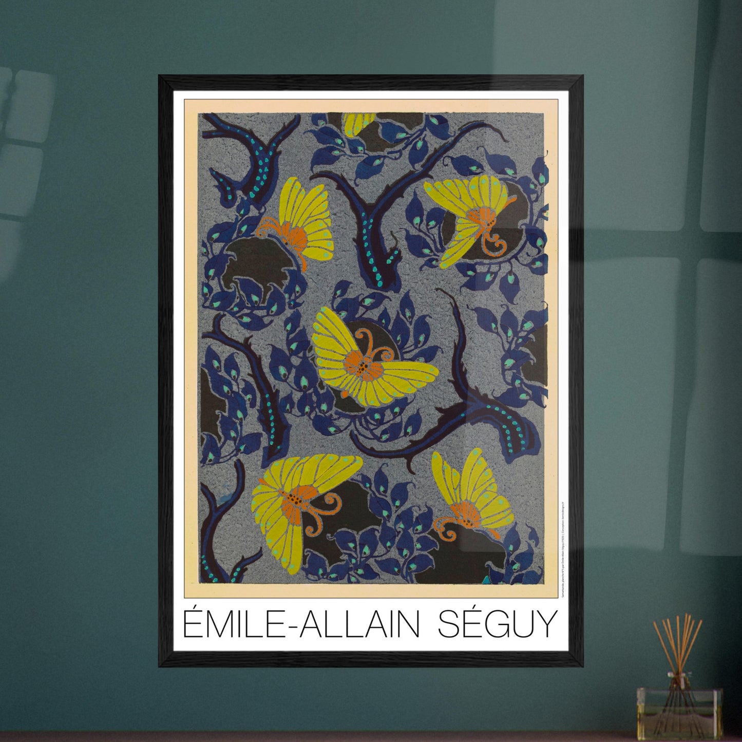 Papillons jaunes sur fond bleu nuit - Samarkande, motifs orientaux par Émile-Allain Séguy - image 53865715794253