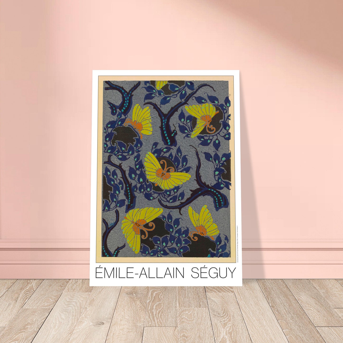 Papillons jaunes sur fond bleu nuit - Samarkande, motifs orientaux par Émile-Allain Séguy - image 53865715827021