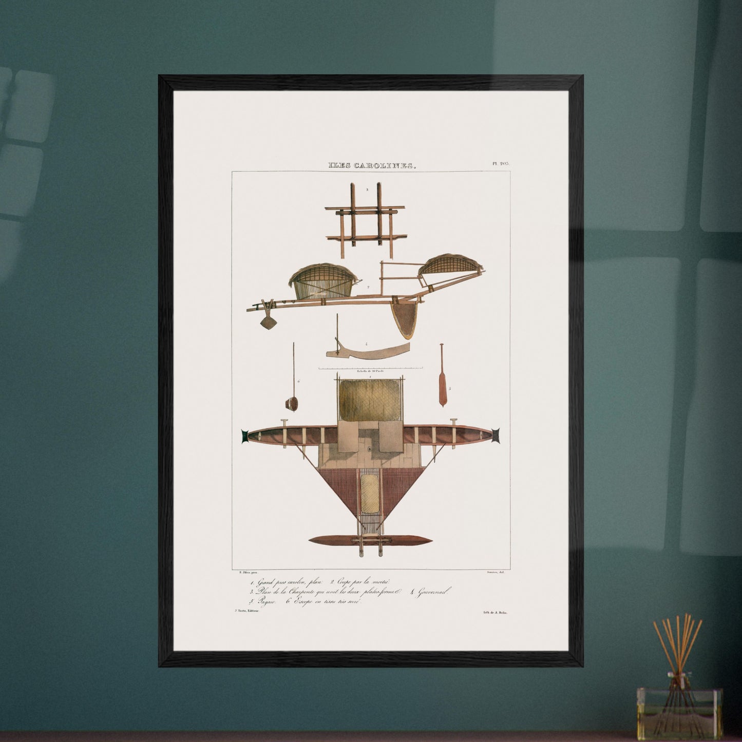 Reproduction d'un dessin de Grand prao (bateau) de Satahoual du gouvernement Espagnol lors du voyage de l'Astrolabe (Carolines) - image 53313390772557