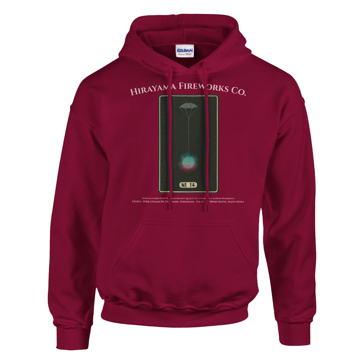 Sweat Hirayama Fireworks Co, modèle n°14 - Couleur Rouge cardinal