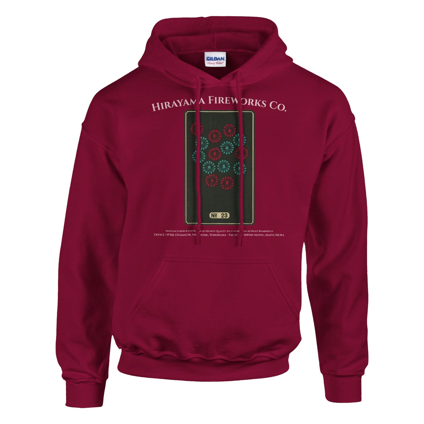 Sweat Hirayama Fireworks Co, modèle n°23 - Couleur Rouge cardinal