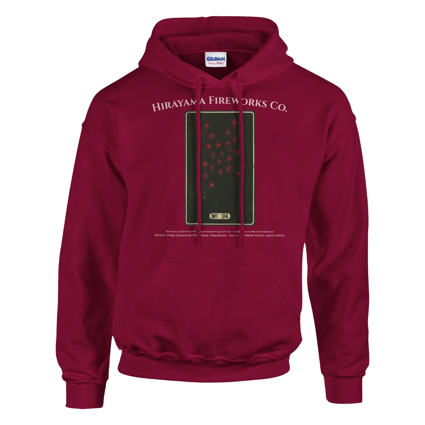 Sweat Hirayama Fireworks Co, modèle n°34 - Couleur Rouge cardinal