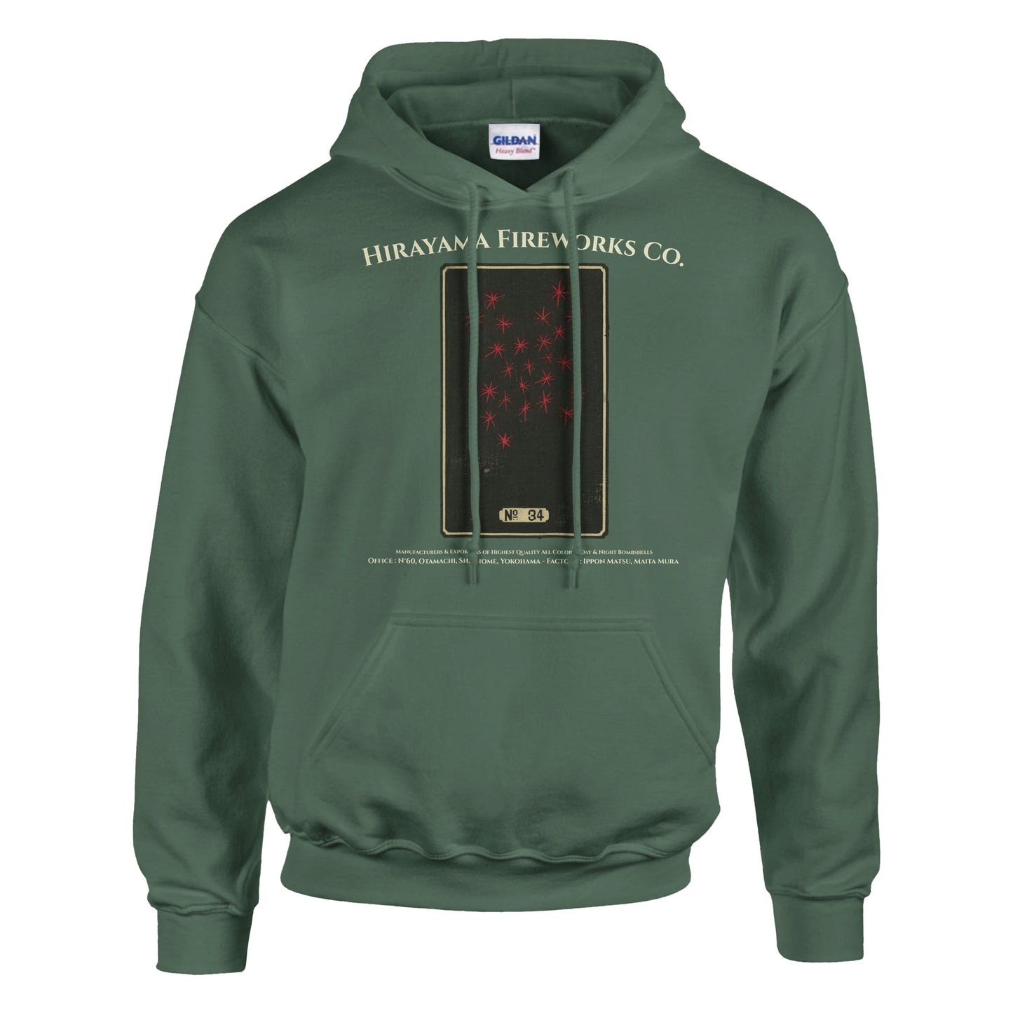 Sweat Hirayama Fireworks Co, modèle n°34 - Couleur Vert trellis