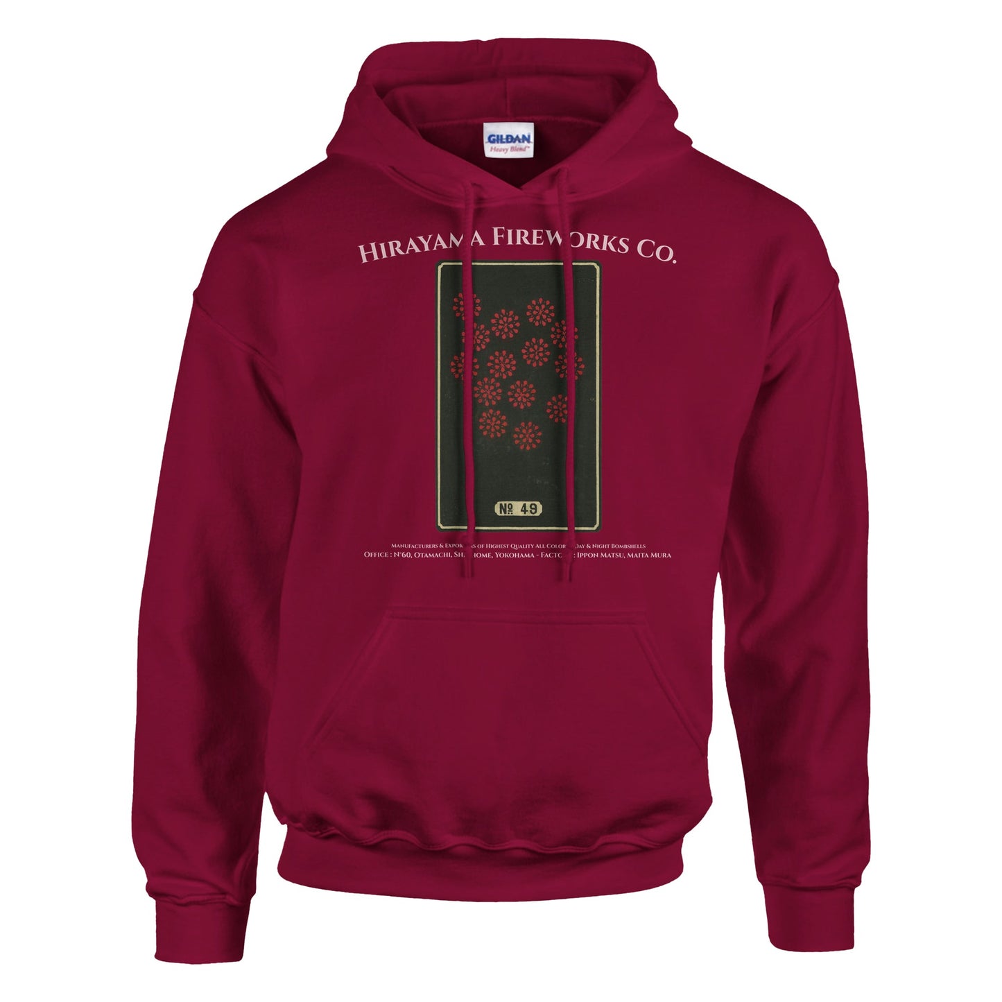 Sweat Hirayama Fireworks Co, modèle n°49 - Couleur Rouge cardinal