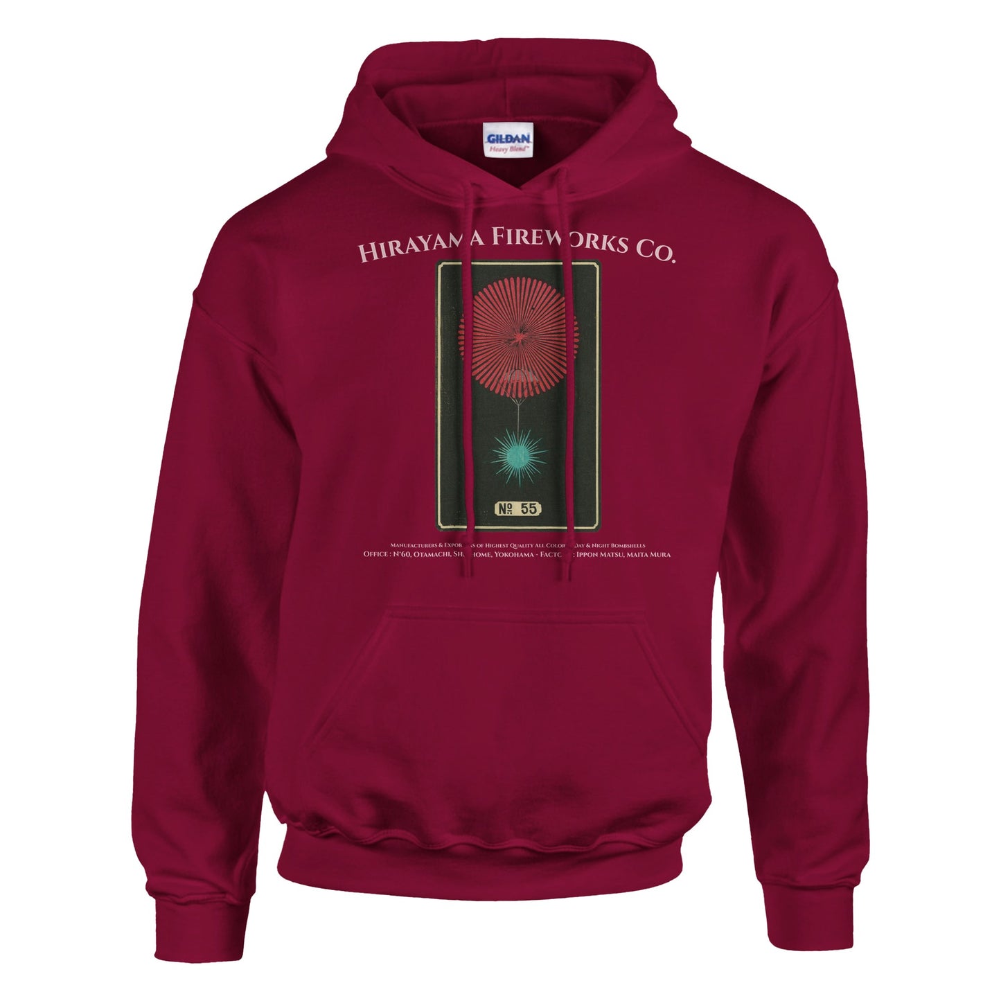 Sweat Hirayama Fireworks Co, modèle n°55 - Couleur Rouge cardinal