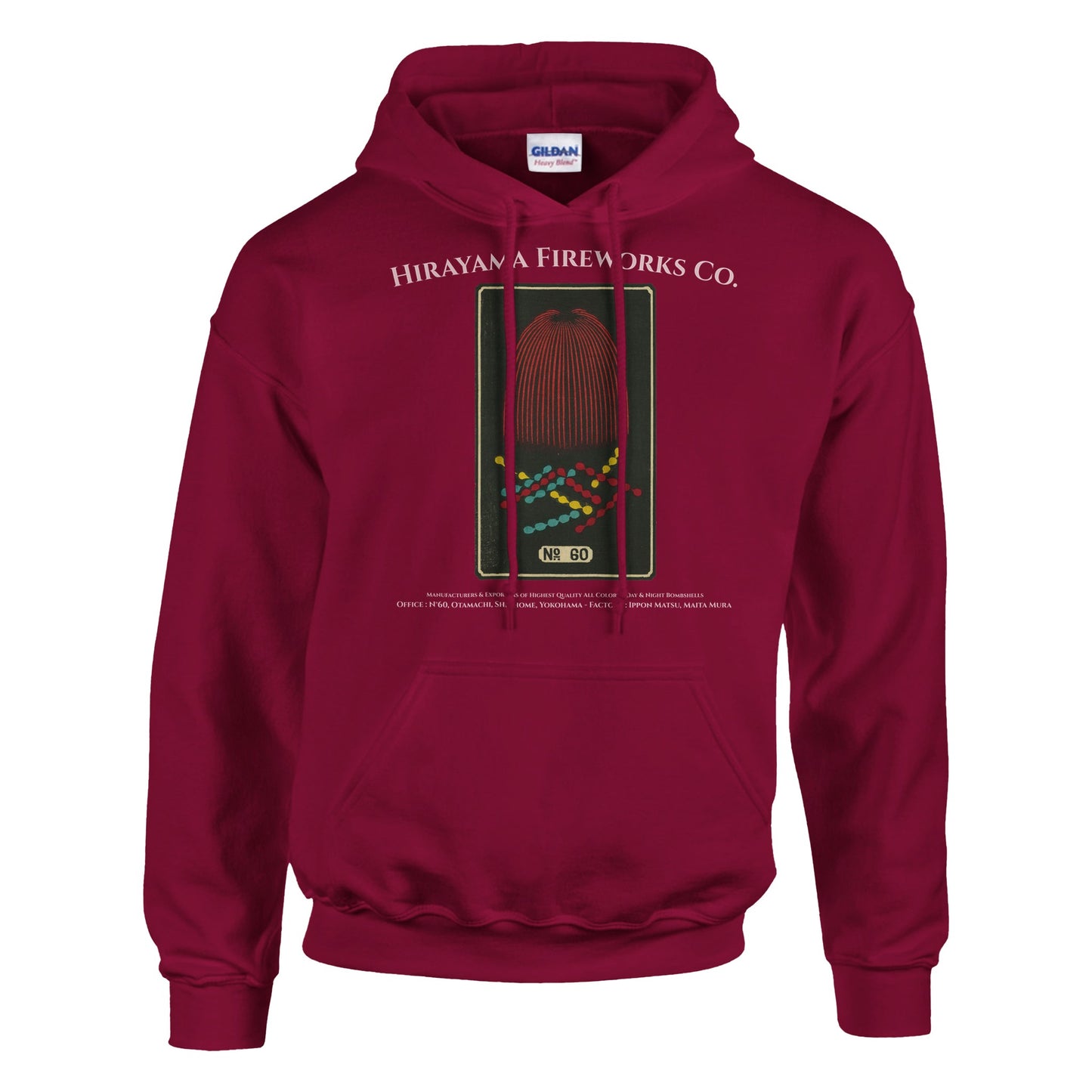 Sweat Hirayama Fireworks Co, modèle n°60 - Couleur Rouge cardinal
