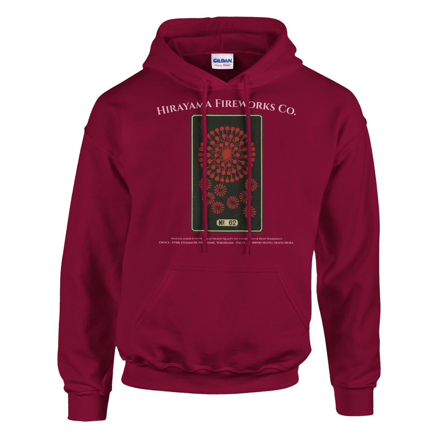 Sweat Hirayama Fireworks Co, modèle n°62 - Couleur Rouge cardinal