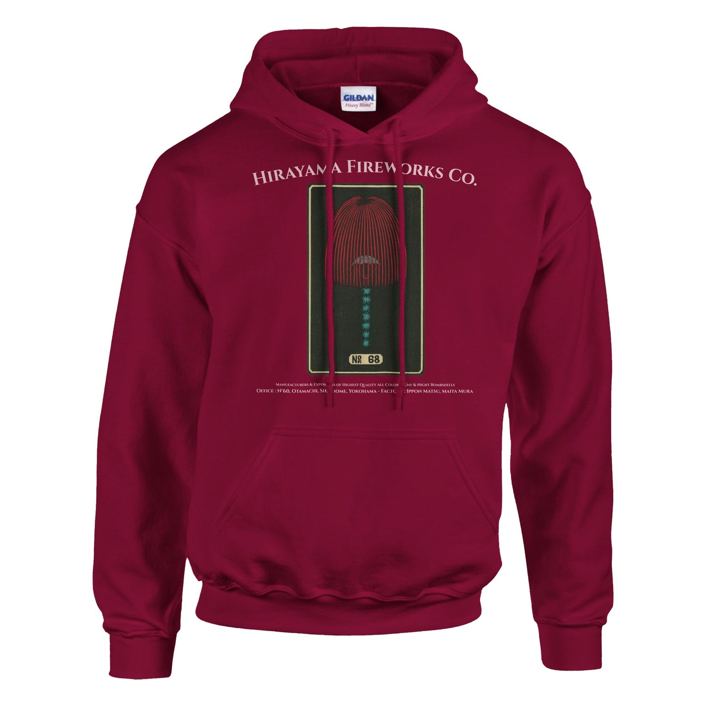 Sweat Hirayama Fireworks Co, modèle n°68 - Couleur Rouge cardinal