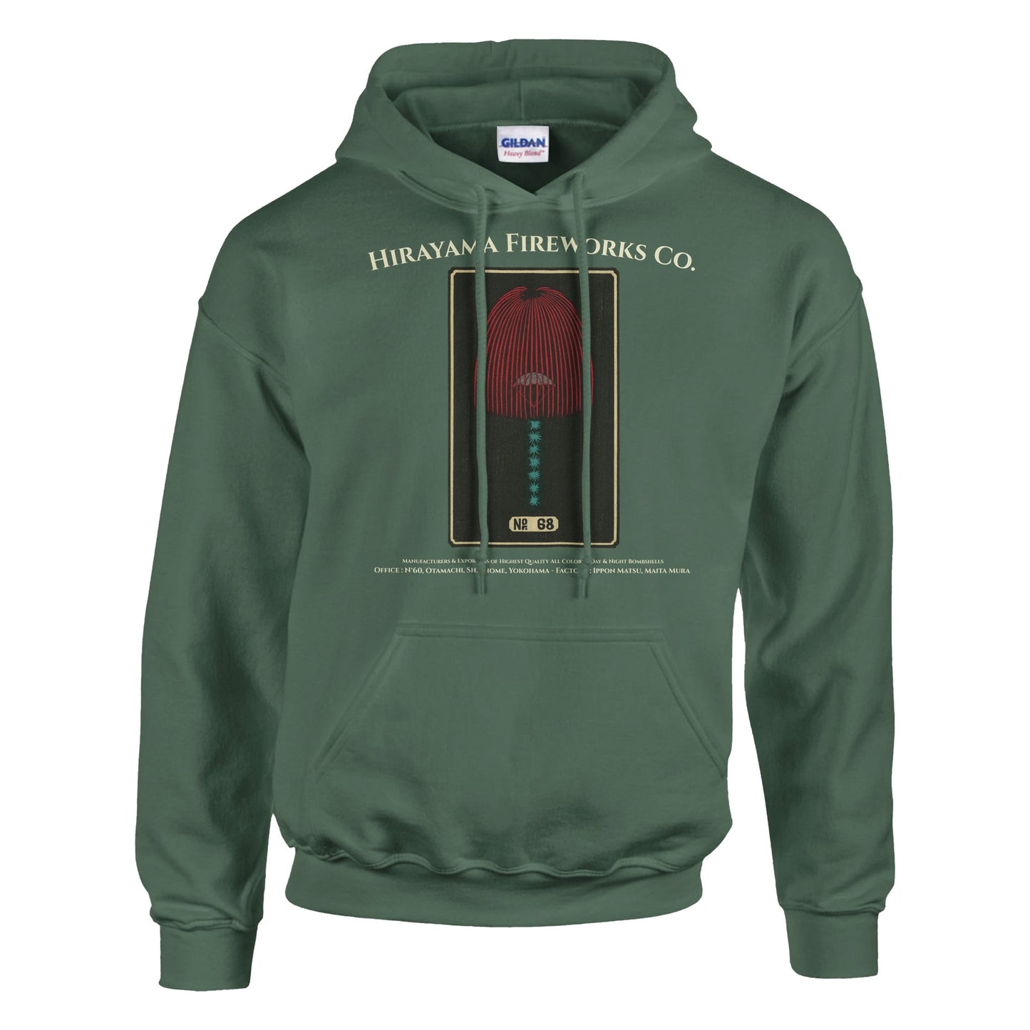 Sweat Hirayama Fireworks Co, modèle n°68 - Couleur Vert trellis