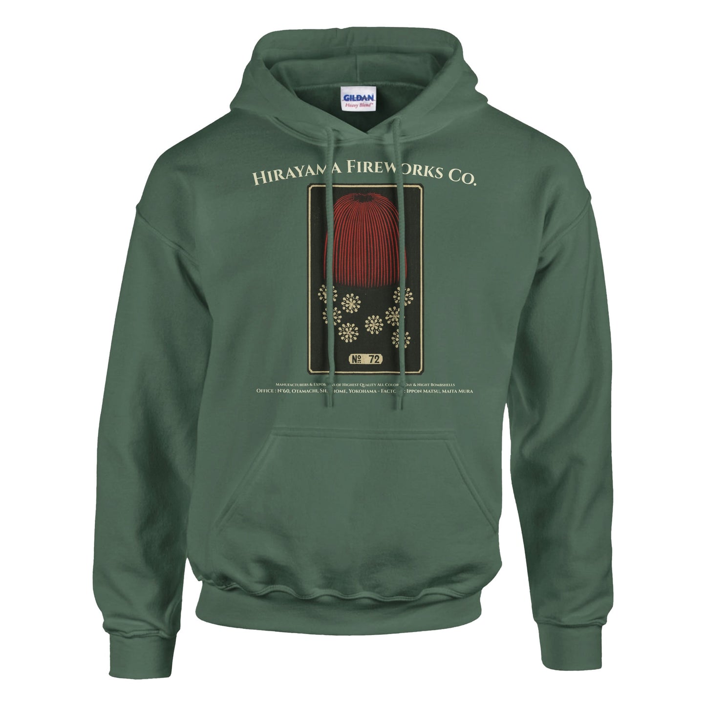 Sweat Hirayama Fireworks Co, modèle n°72 - Couleur Vert trellis