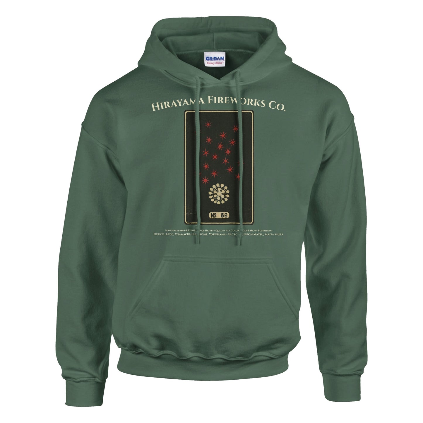 Sweat Hirayama Fireworks Co, modèle n°86 - Couleur Vert trellis
