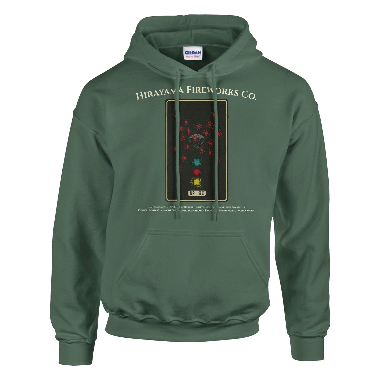 Sweat Hirayama Fireworks Co, modèle n°90 - Couleur Vert trellis