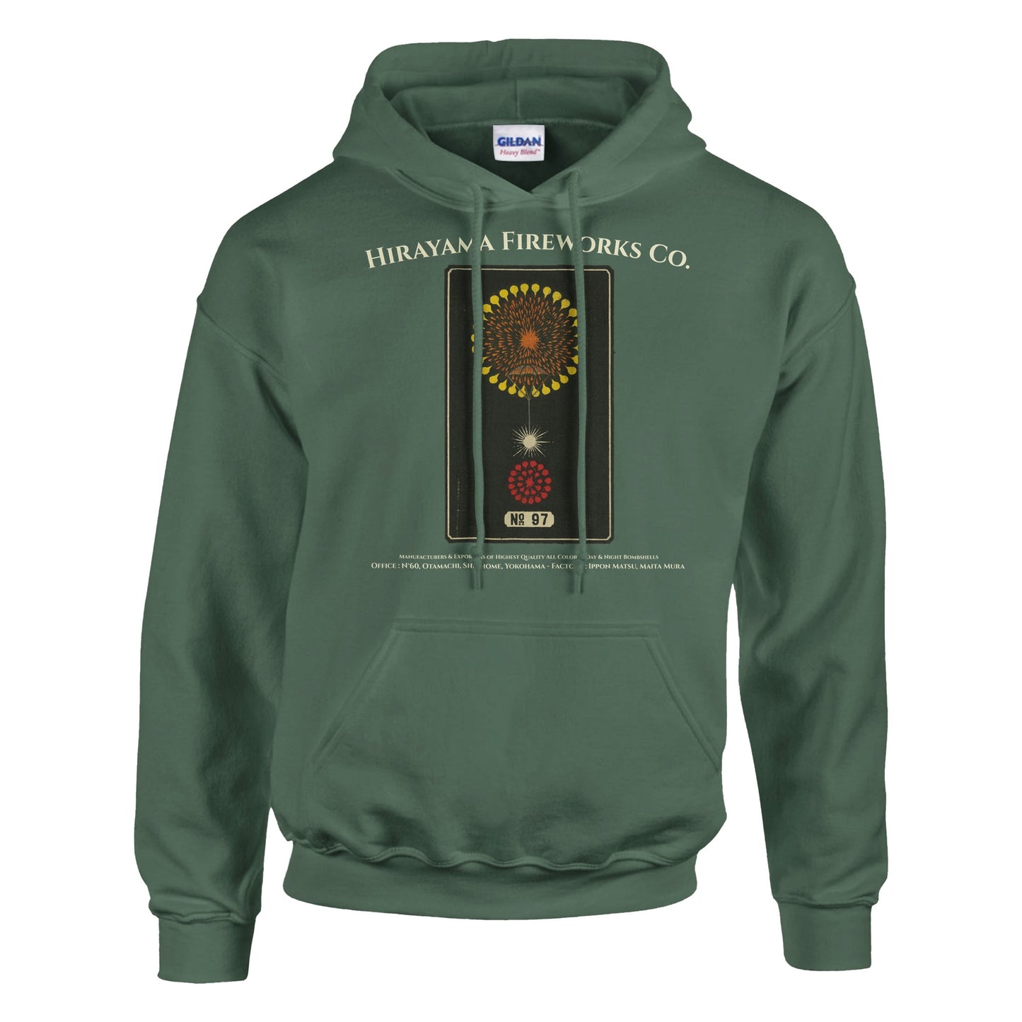 Sweat Hirayama Fireworks Co, modèle n°97 - Couleur Vert trellis