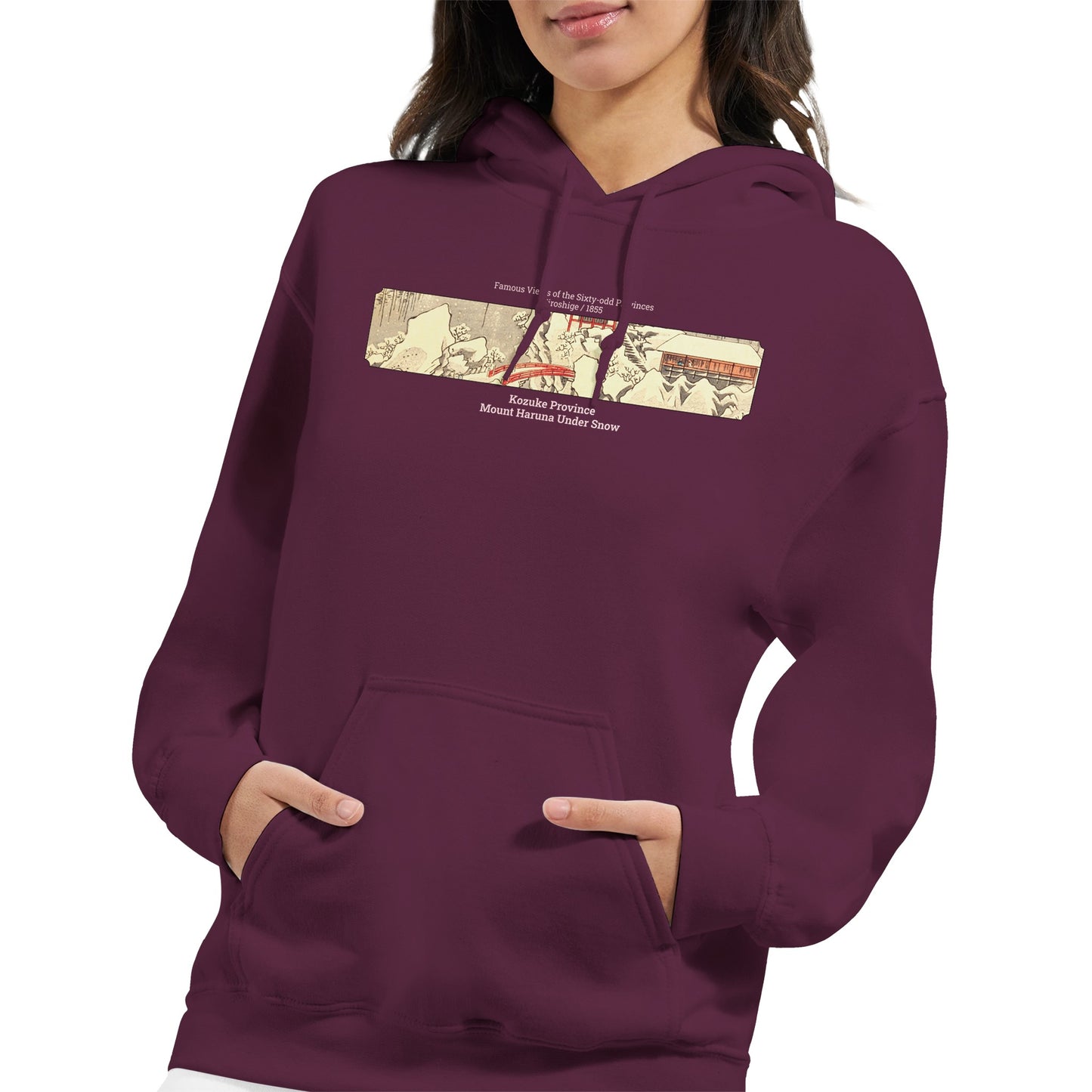 Sweat Hiroshige - Mont Haruna sous la neige - Couleur Bordeaux