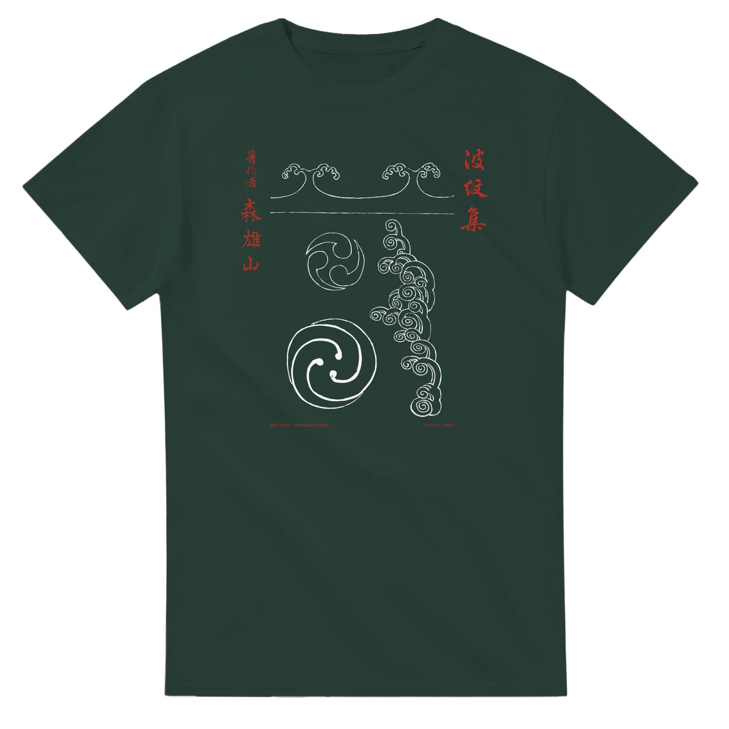 T-shirt motif N°11 Hamonshū premier volume (上), par Mori Yūzan (1903) - Couleur Vert forêt