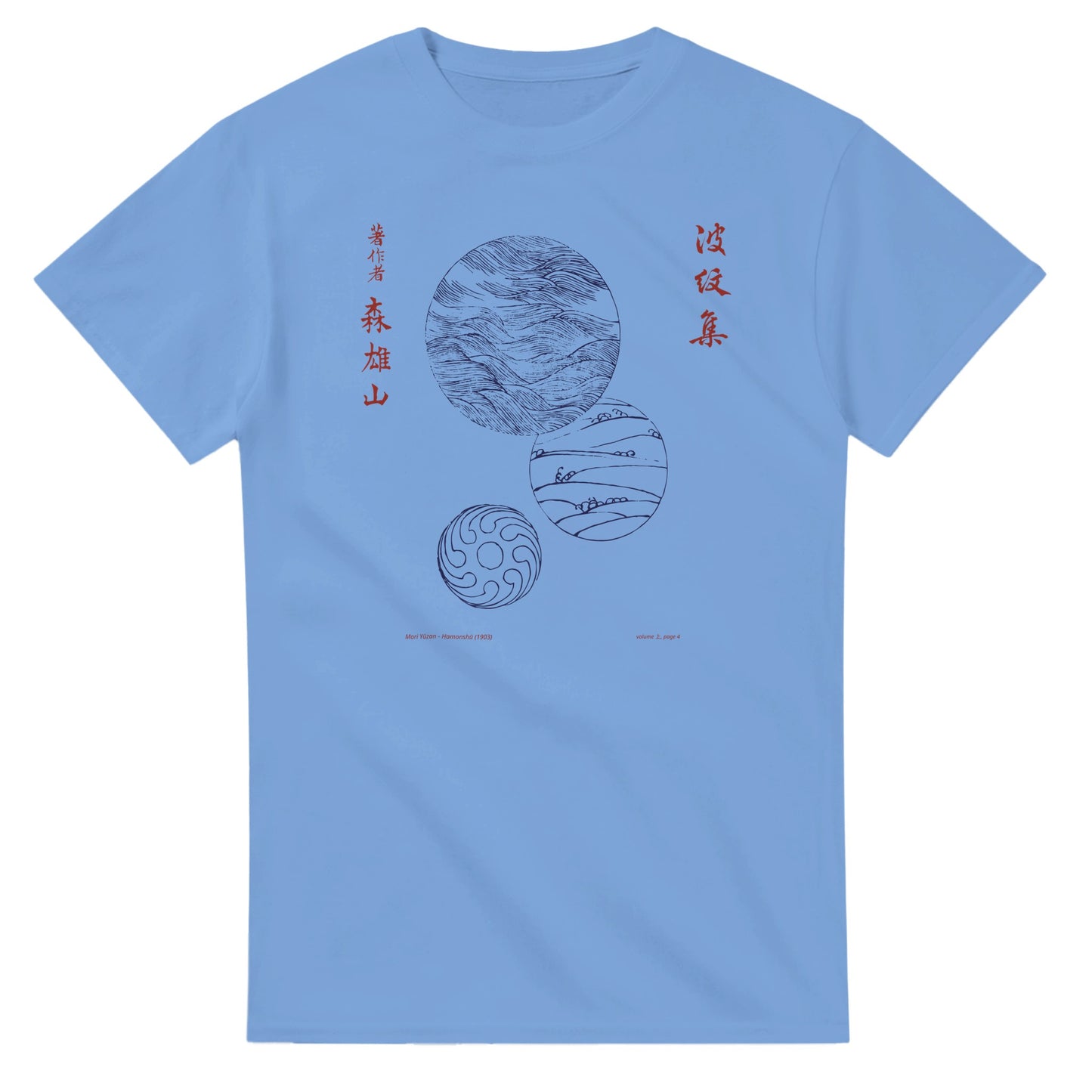 T-shirt motif N°12 Hamonshū premier volume (上), par Mori Yūzan (1903) - Couleur Bleu ciel