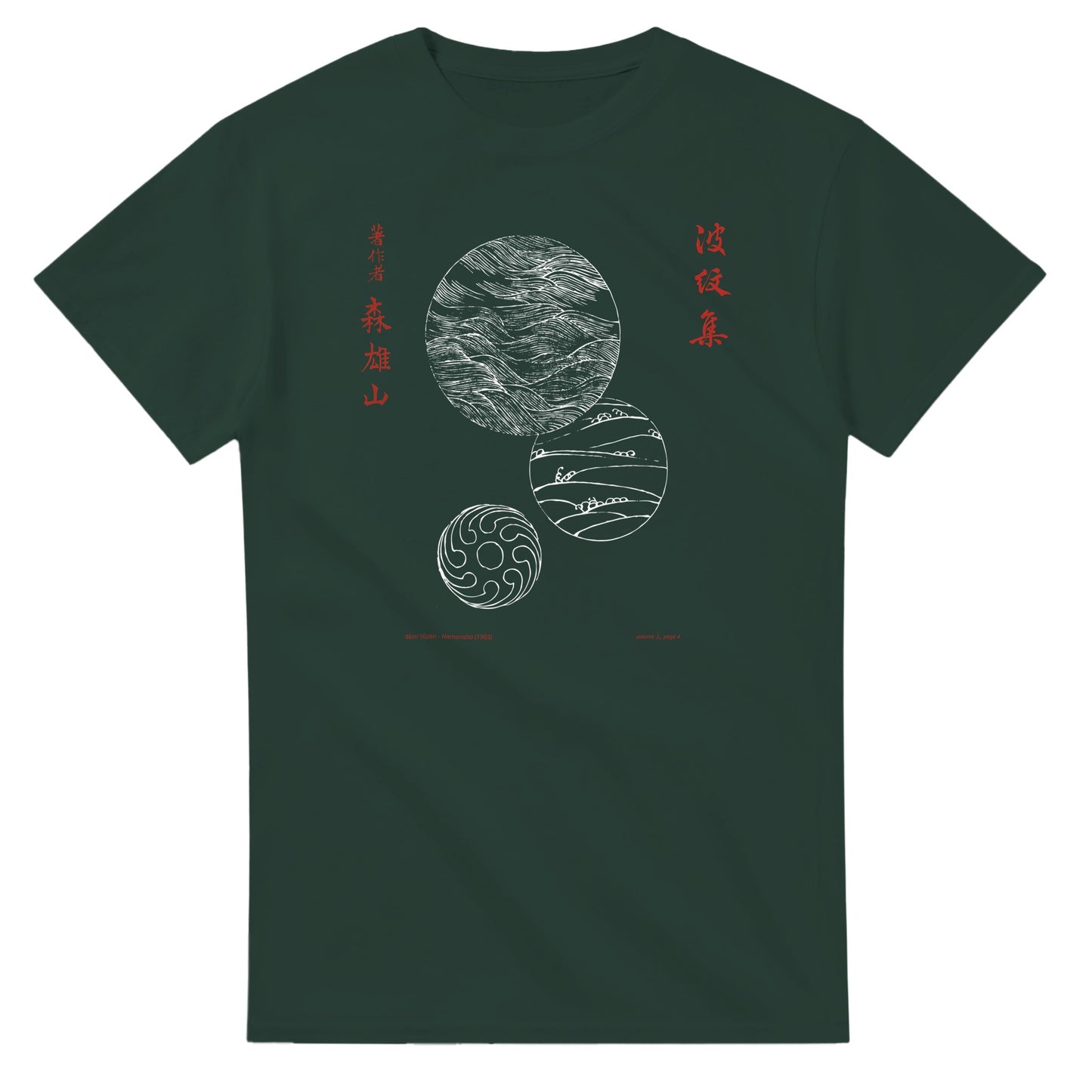 T-shirt motif N°12 Hamonshū premier volume (上), par Mori Yūzan (1903) - Couleur Vert forêt