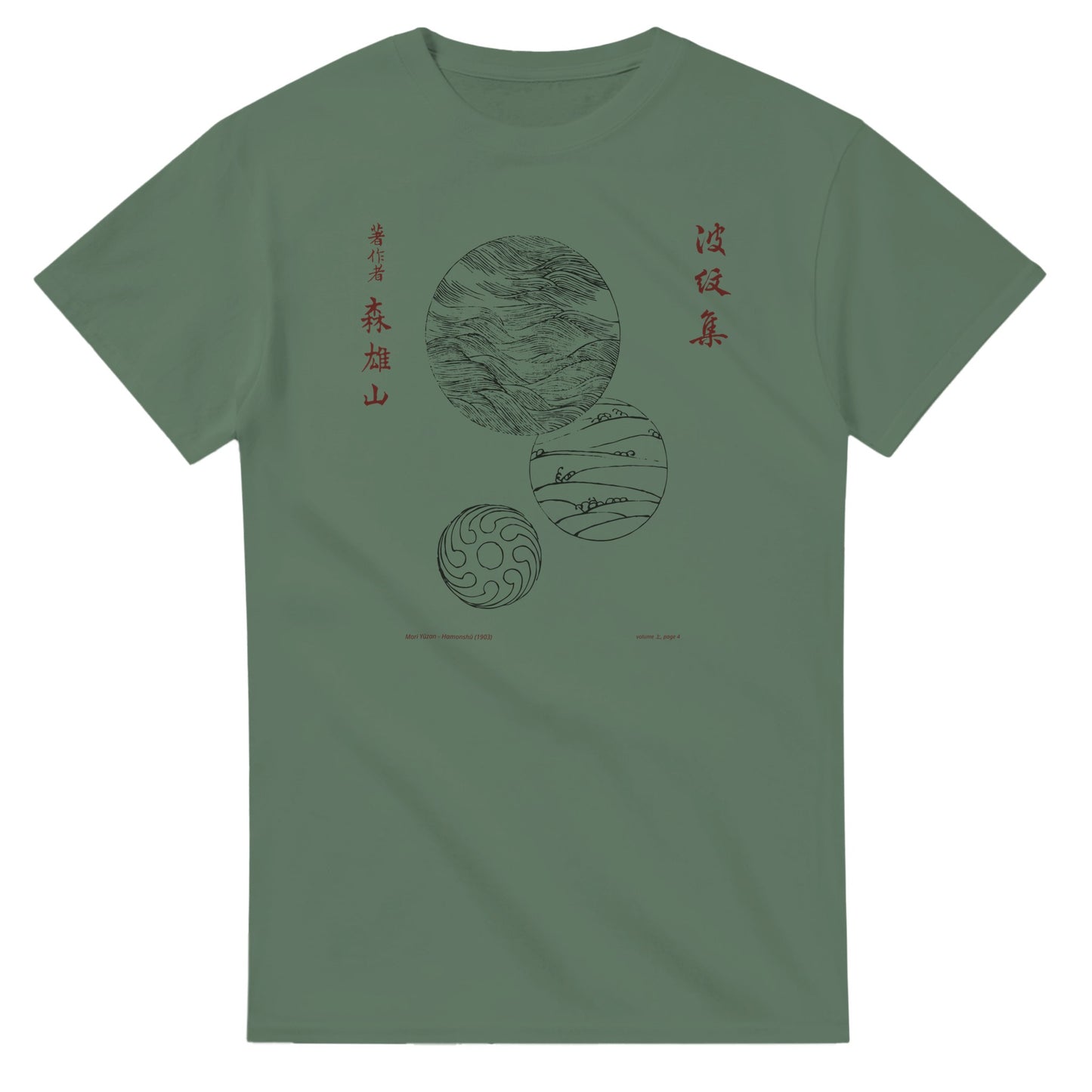 T-shirt motif N°12 Hamonshū premier volume (上), par Mori Yūzan (1903) - Couleur Vert trellis