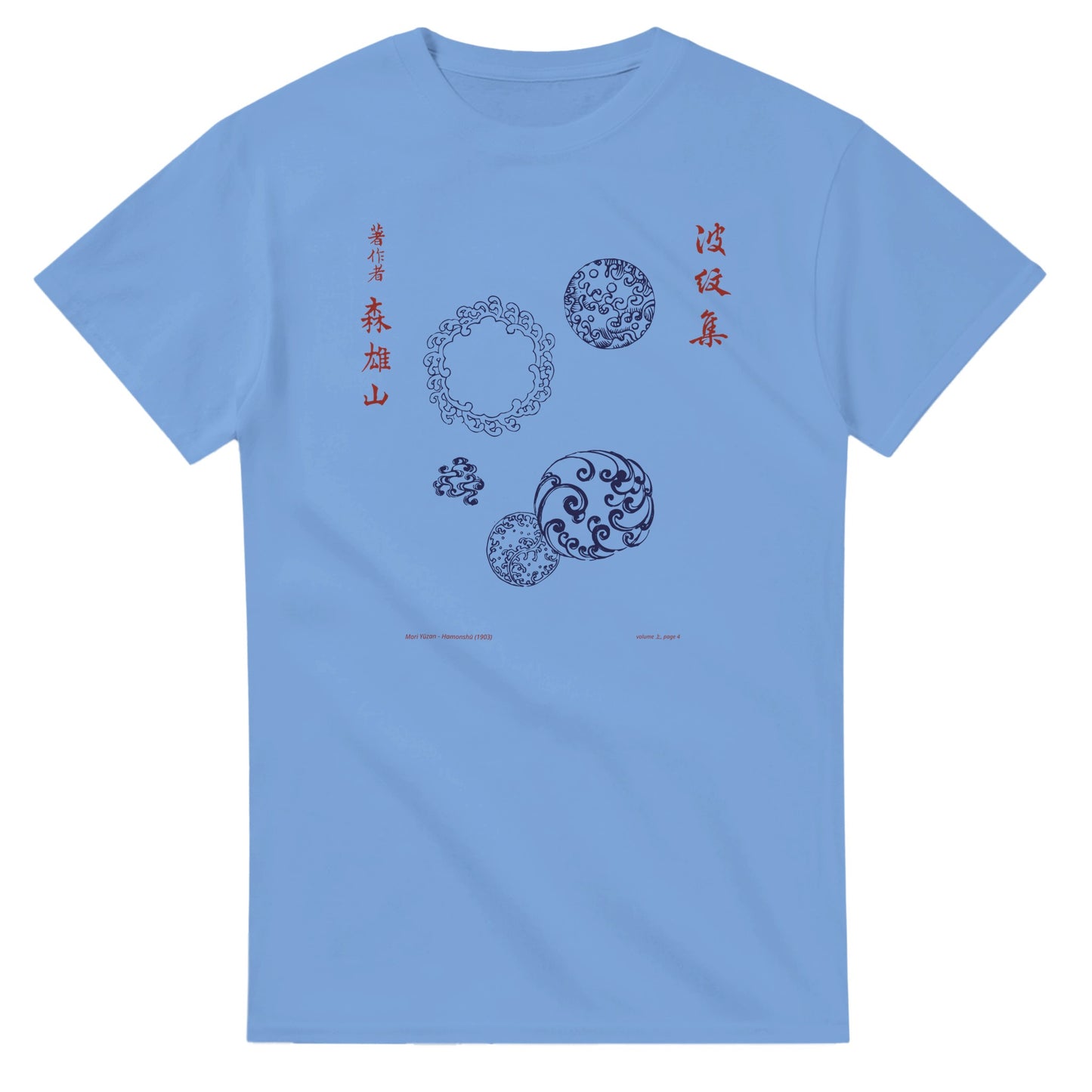 T-shirt motif N°13 Hamonshū volume intermédiaire (中), par Mori Yūzan (1903) - Couleur Bleu ciel
