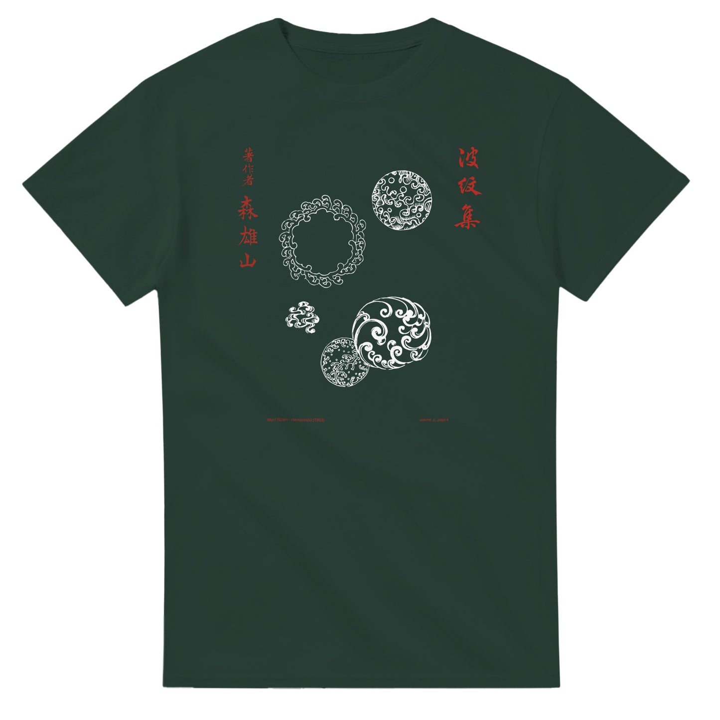 T-shirt motif N°13 Hamonshū volume intermédiaire (中), par Mori Yūzan (1903) - Couleur Vert forêt