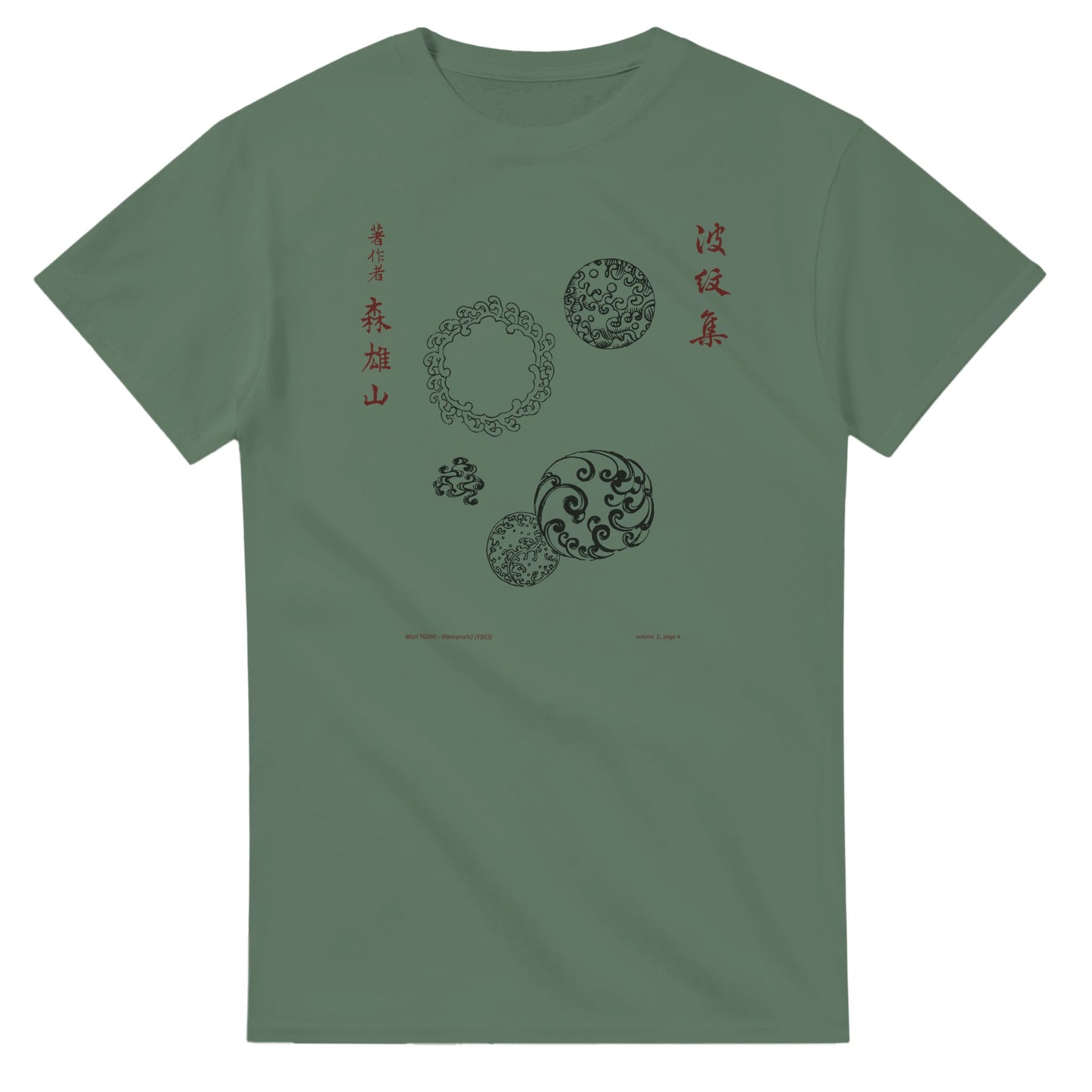 T-shirt motif N°13 Hamonshū volume intermédiaire (中), par Mori Yūzan (1903) - Couleur Vert trellis