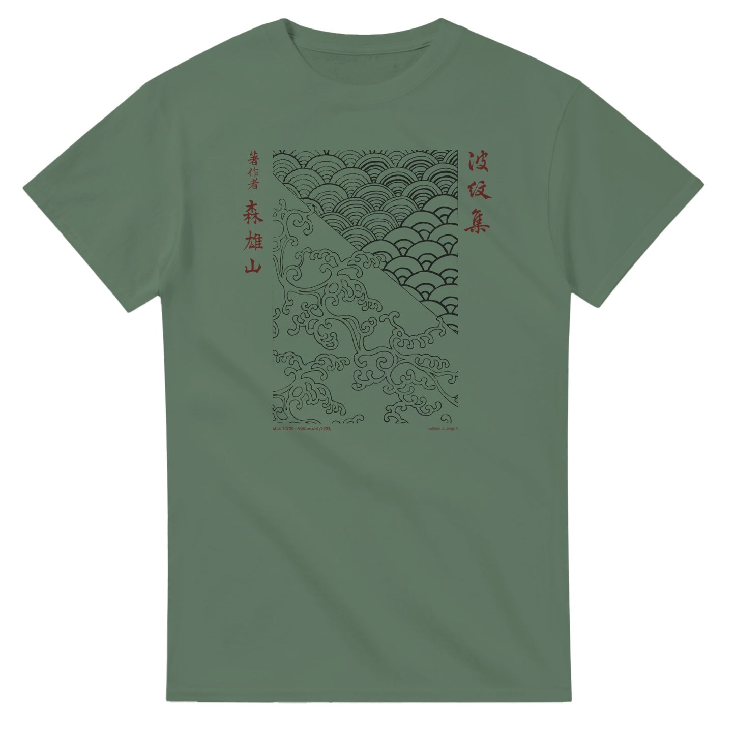 T-shirt motif N°15 Hamonshū premier volume (上), par Mori Yūzan (1903) - Couleur Vert trellis