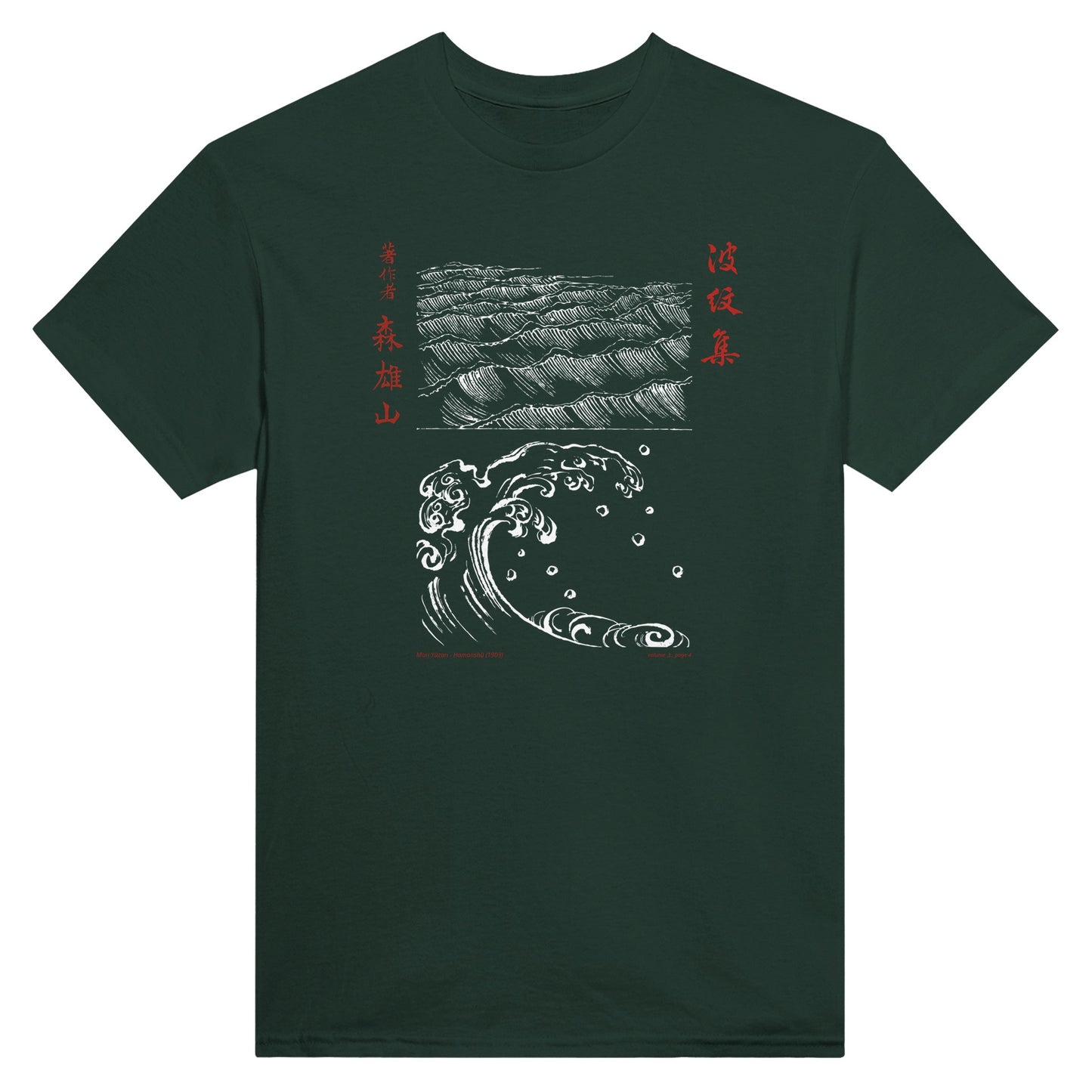 T-shirt motif N°16 Hamonshū dernier volume (下), par Mori Yūzan (1903) - Couleur Vert forêt