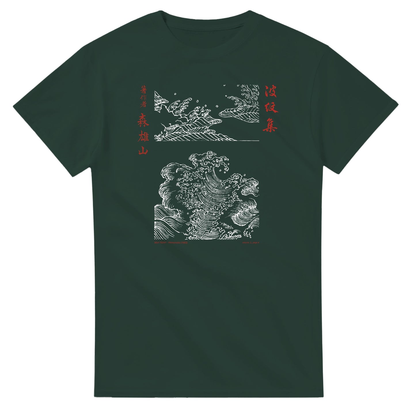 T-shirt motif N°18 Hamonshū premier volume (上), par Mori Yūzan (1903) - Couleur Vert forêt