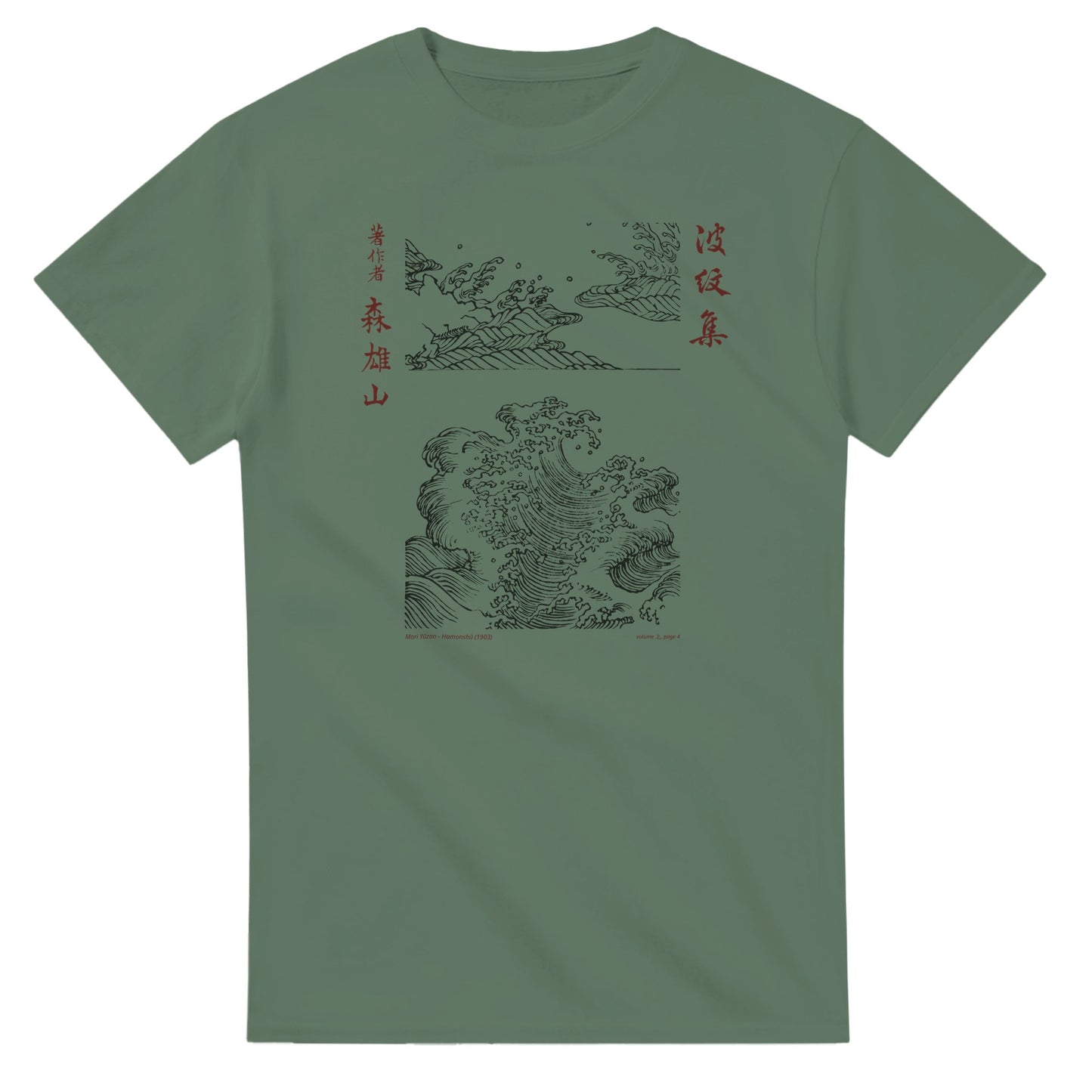 T-shirt motif N°18 Hamonshū premier volume (上), par Mori Yūzan (1903) - Couleur Vert trellis