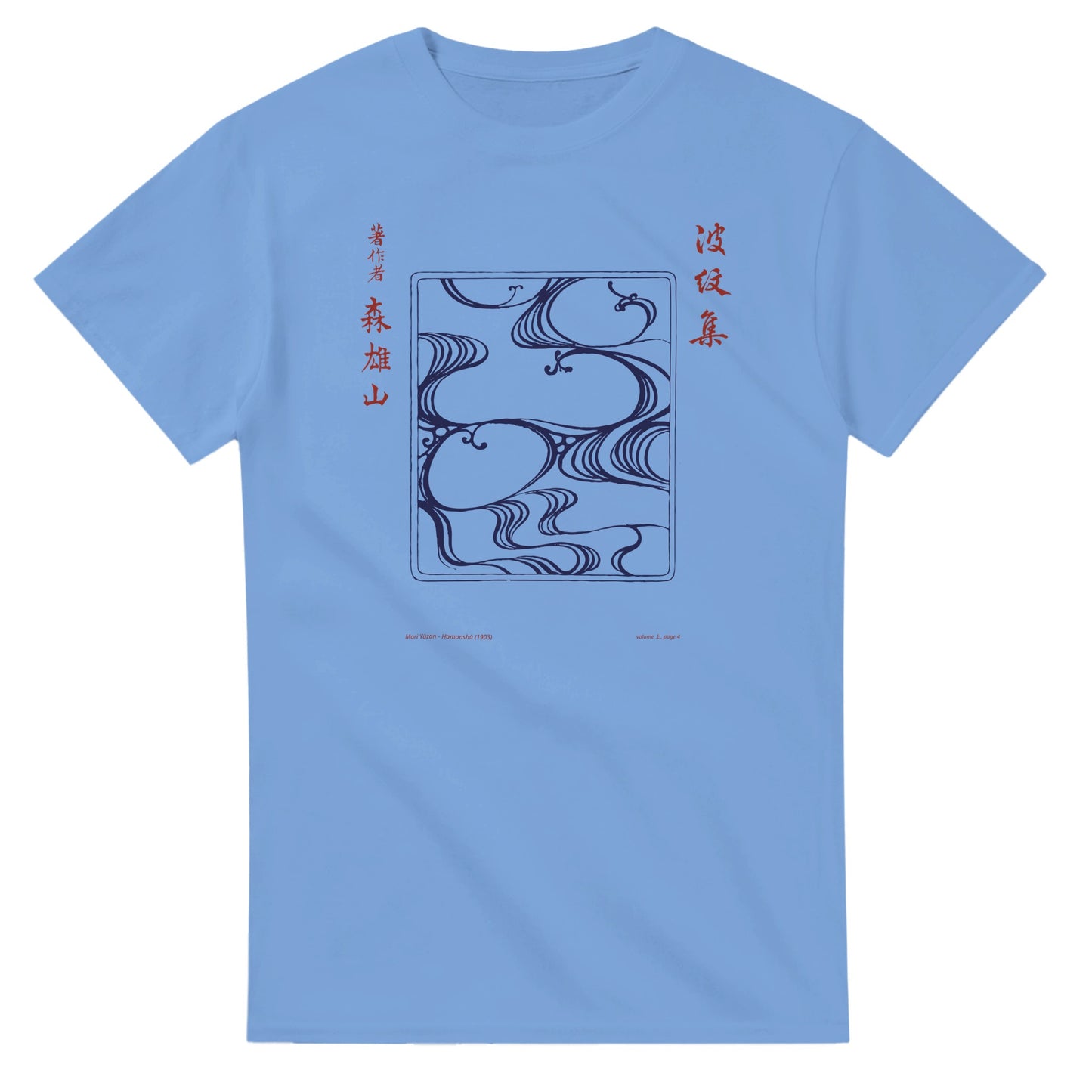 T-shirt motif N°2 Hamonshū volume intermédiaire (中), par Mori Yūzan (1903) - Couleur Bleu ciel