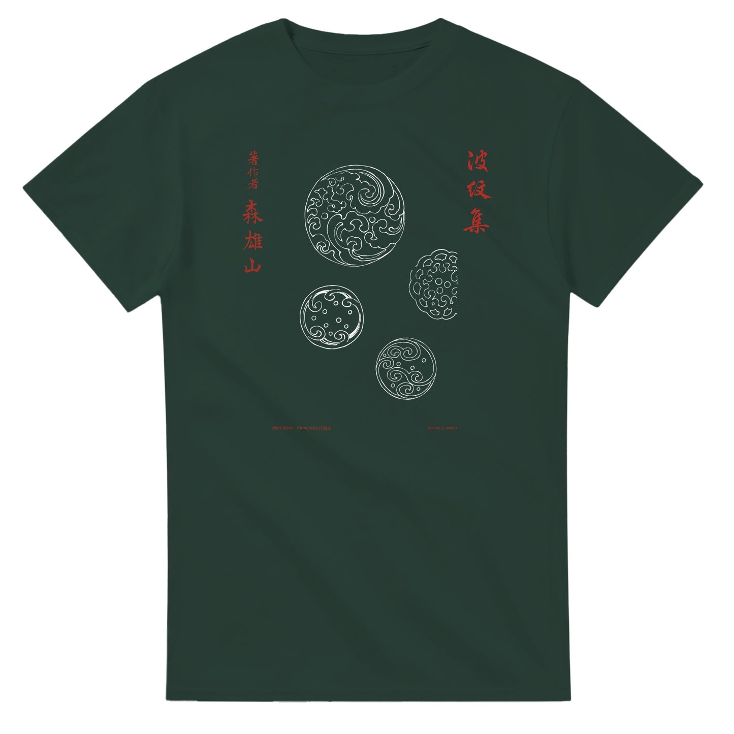 T-shirt motif N°22 Hamonshū volume intermédiaire (中), par Mori Yūzan (1903) - Couleur Vert forêt