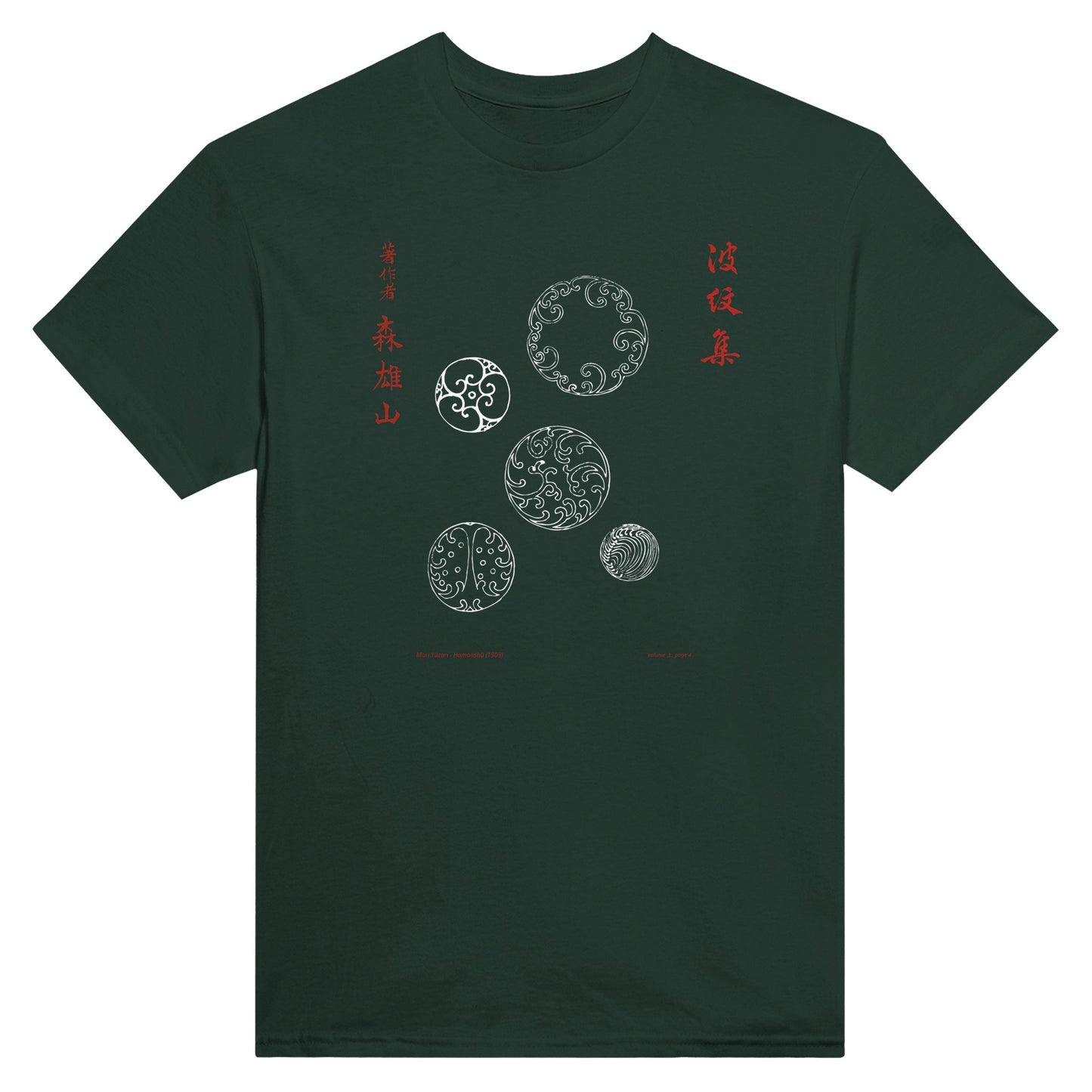 T-shirt motif N°25 Hamonshū dernier volume (下), par Mori Yūzan (1903) - Couleur Vert forêt