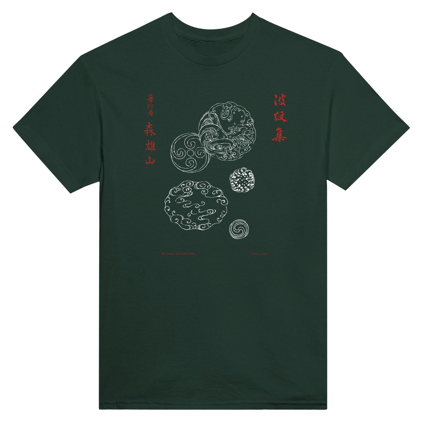 T-shirt motif N°25 Hamonshū premier volume (上), par Mori Yūzan (1903) - Couleur Vert forêt