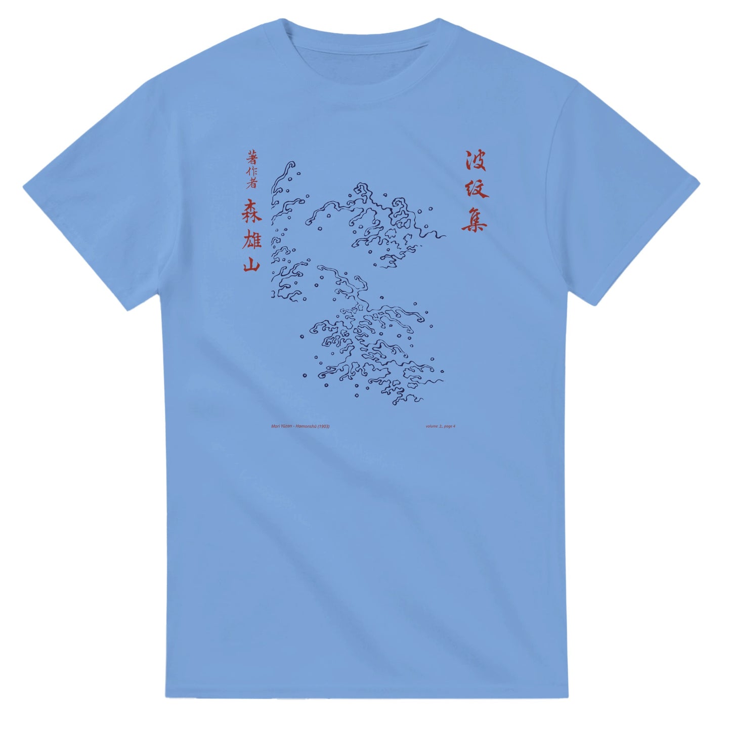 T-shirt motif N°25 Hamonshū volume intermédiaire (中), par Mori Yūzan (1903) - Couleur Bleu ciel