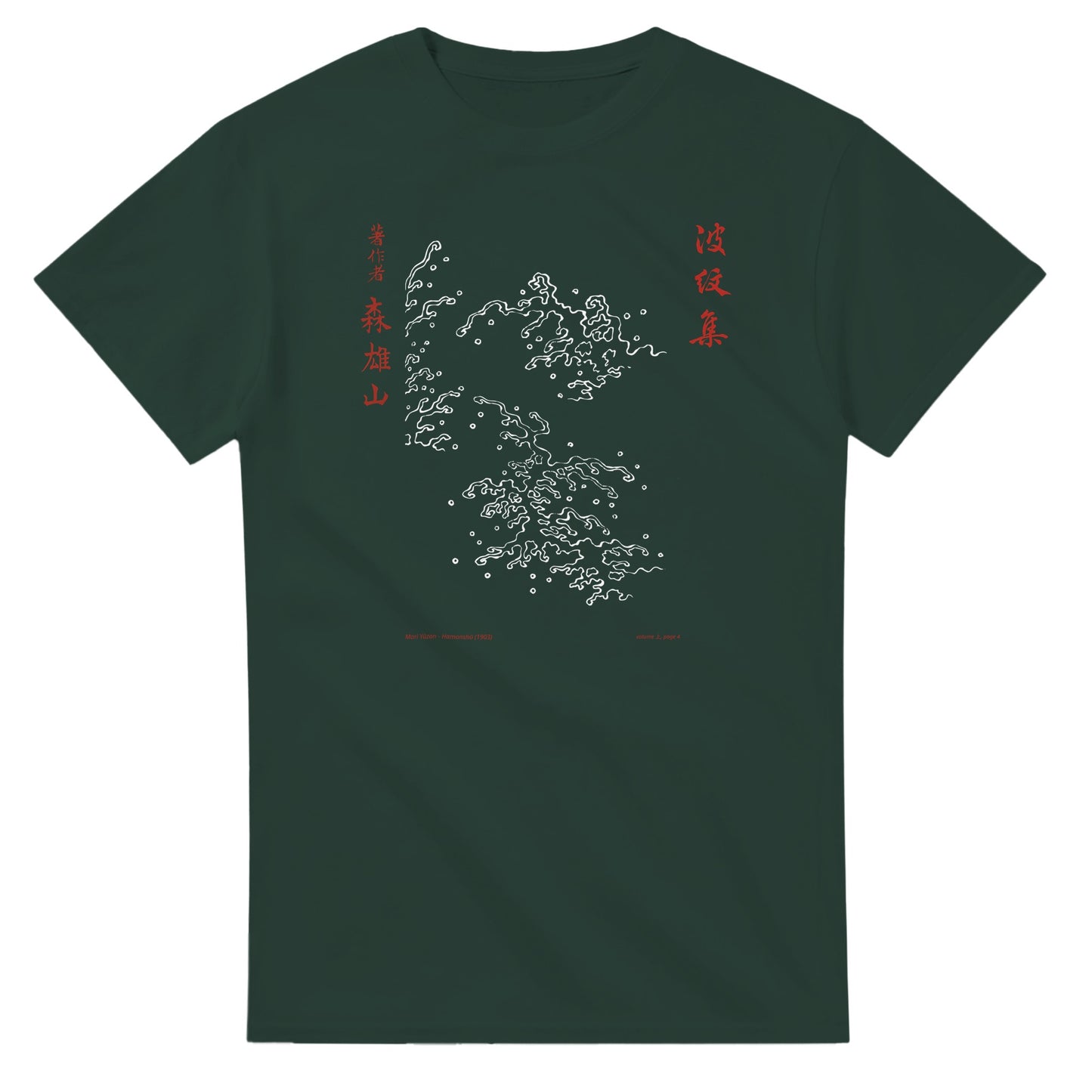 T-shirt motif N°25 Hamonshū volume intermédiaire (中), par Mori Yūzan (1903) - Couleur Vert forêt