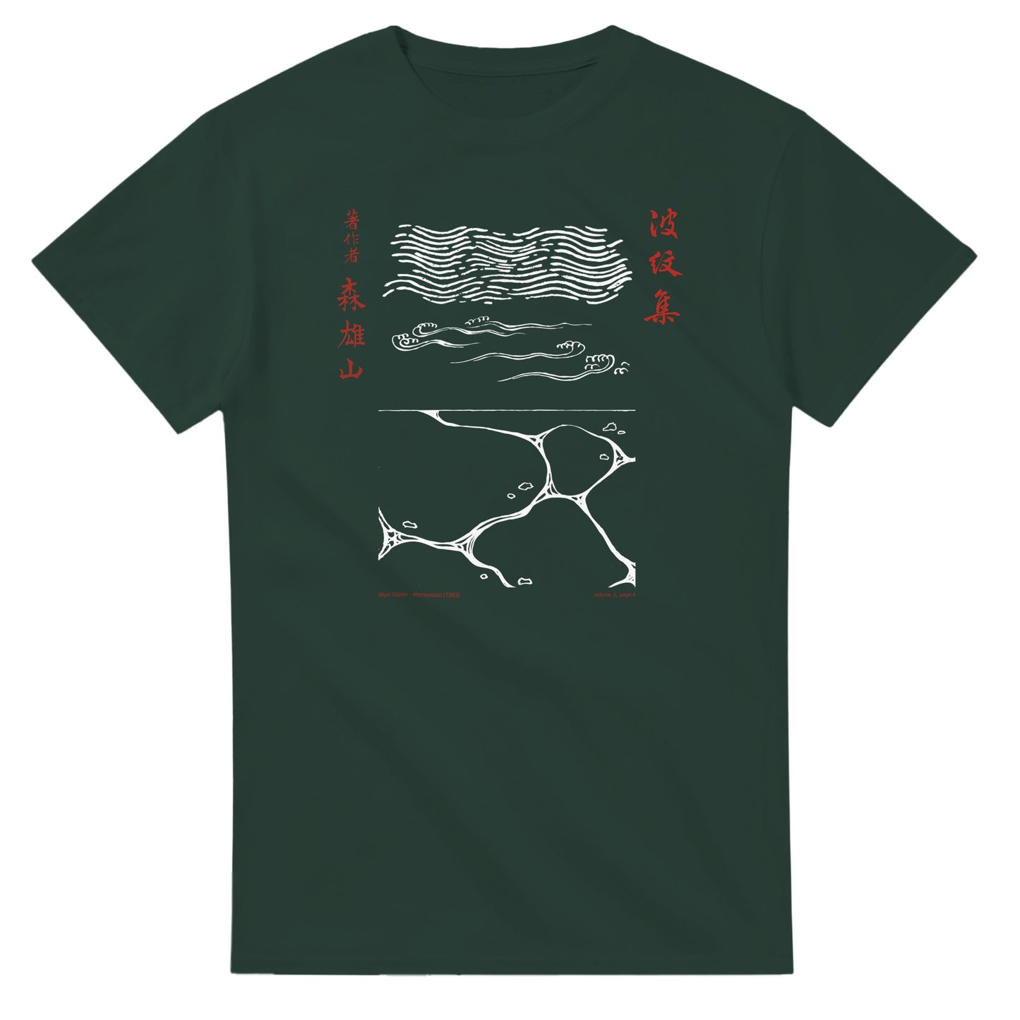 T-shirt motif N°34 Hamonshū volume intermédiaire (中), par Mori Yūzan (1903) - Couleur Vert forêt