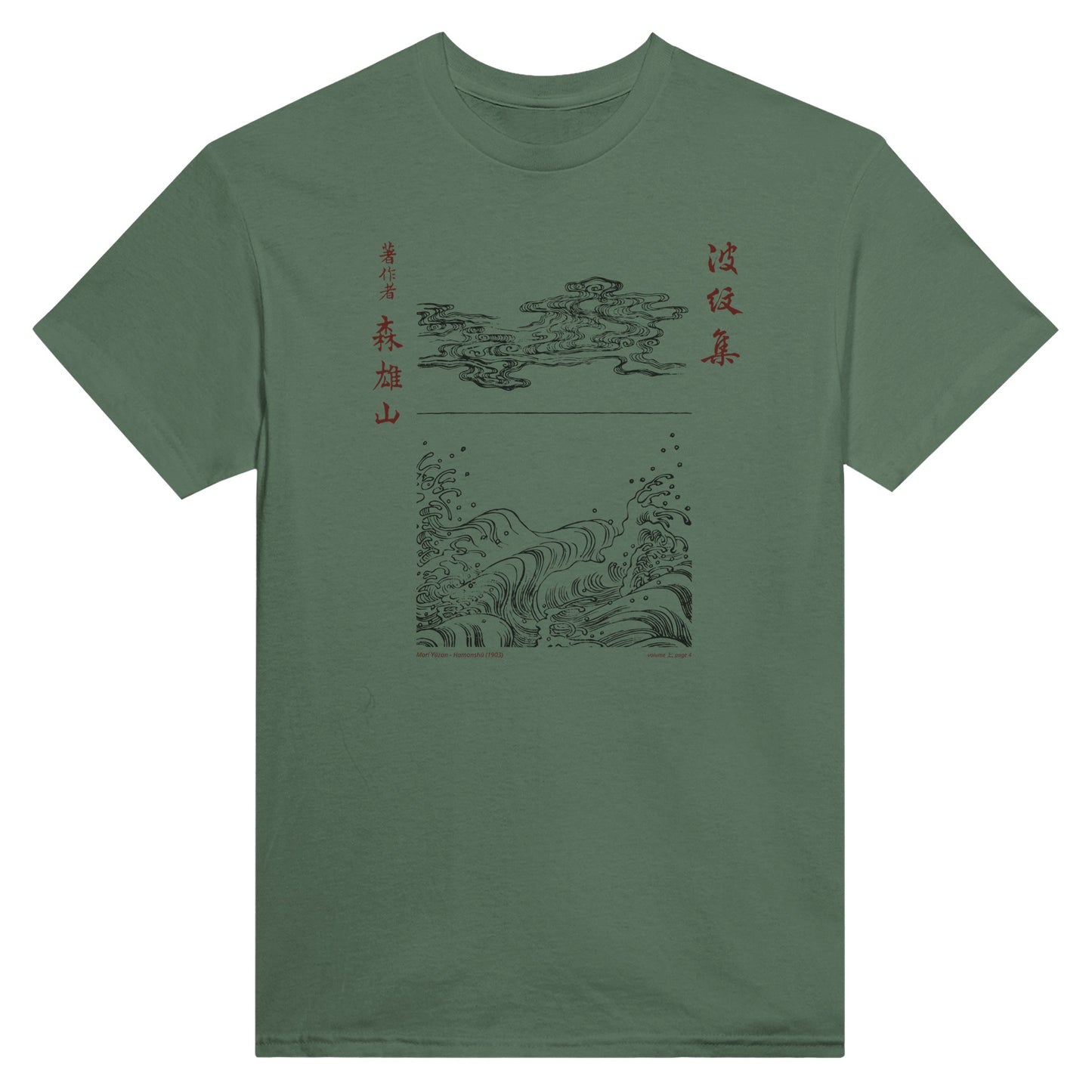 T-shirt motif N°35 Hamonshū volume intermédiaire (中), par Mori Yūzan (1903) - Couleur Vert trellis