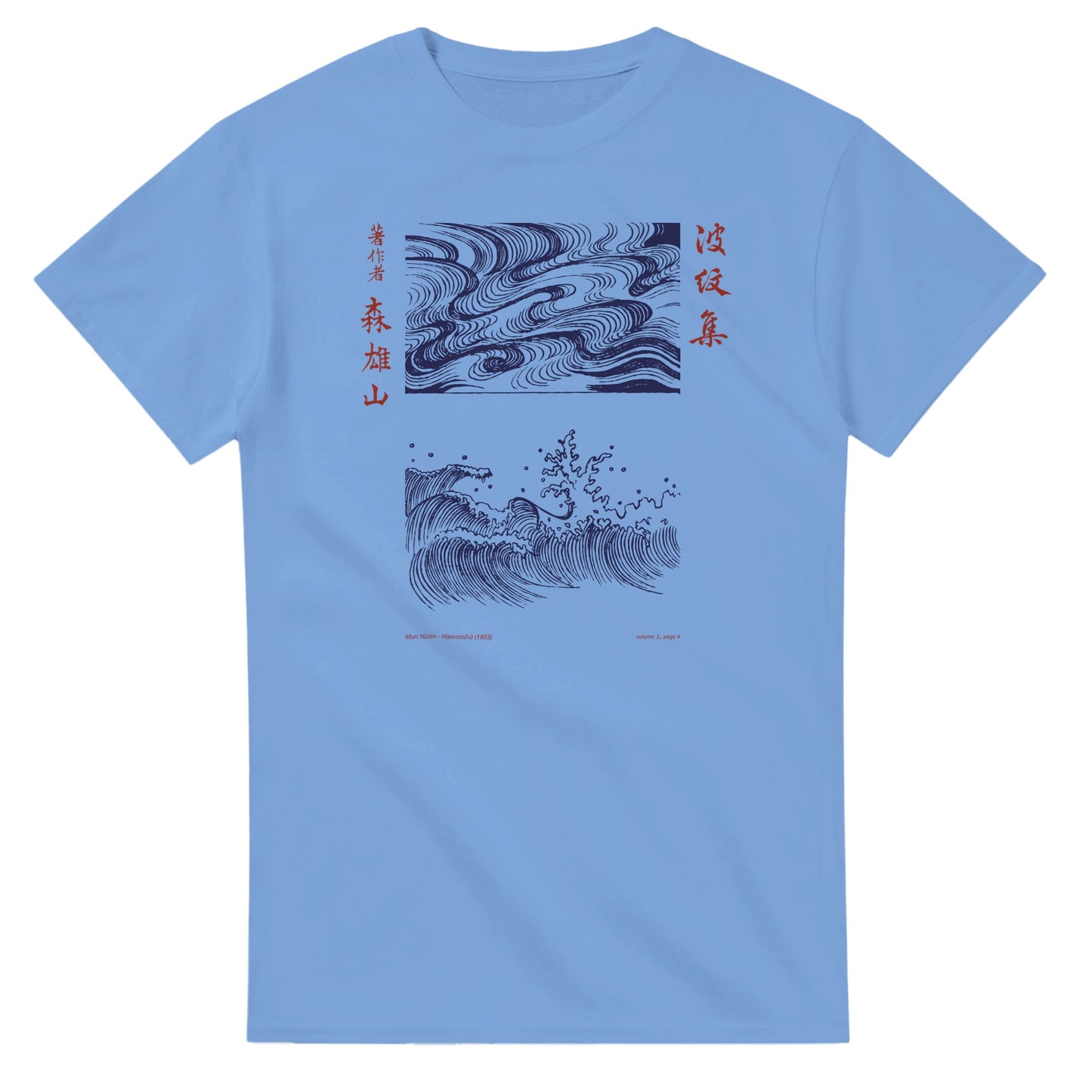 T-shirt motif N°4 Hamonshū volume intermédiaire (中), par Mori Yūzan (1903) - Couleur Bleu ciel
