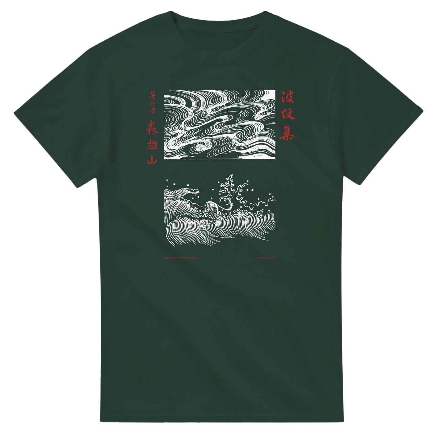 T-shirt motif N°4 Hamonshū volume intermédiaire (中), par Mori Yūzan (1903) - Couleur Vert forêt