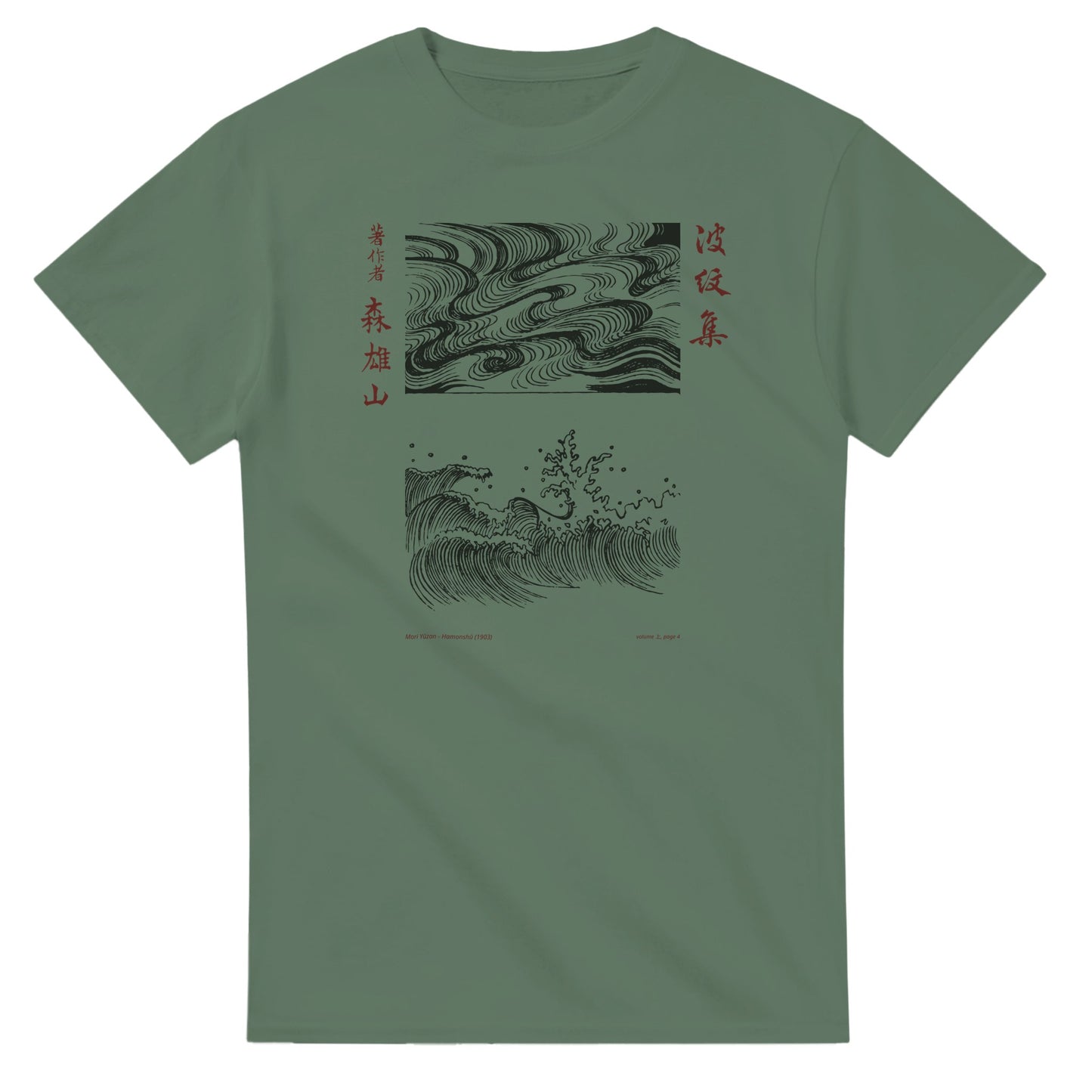 T-shirt motif N°4 Hamonshū volume intermédiaire (中), par Mori Yūzan (1903) - Couleur Vert trellis