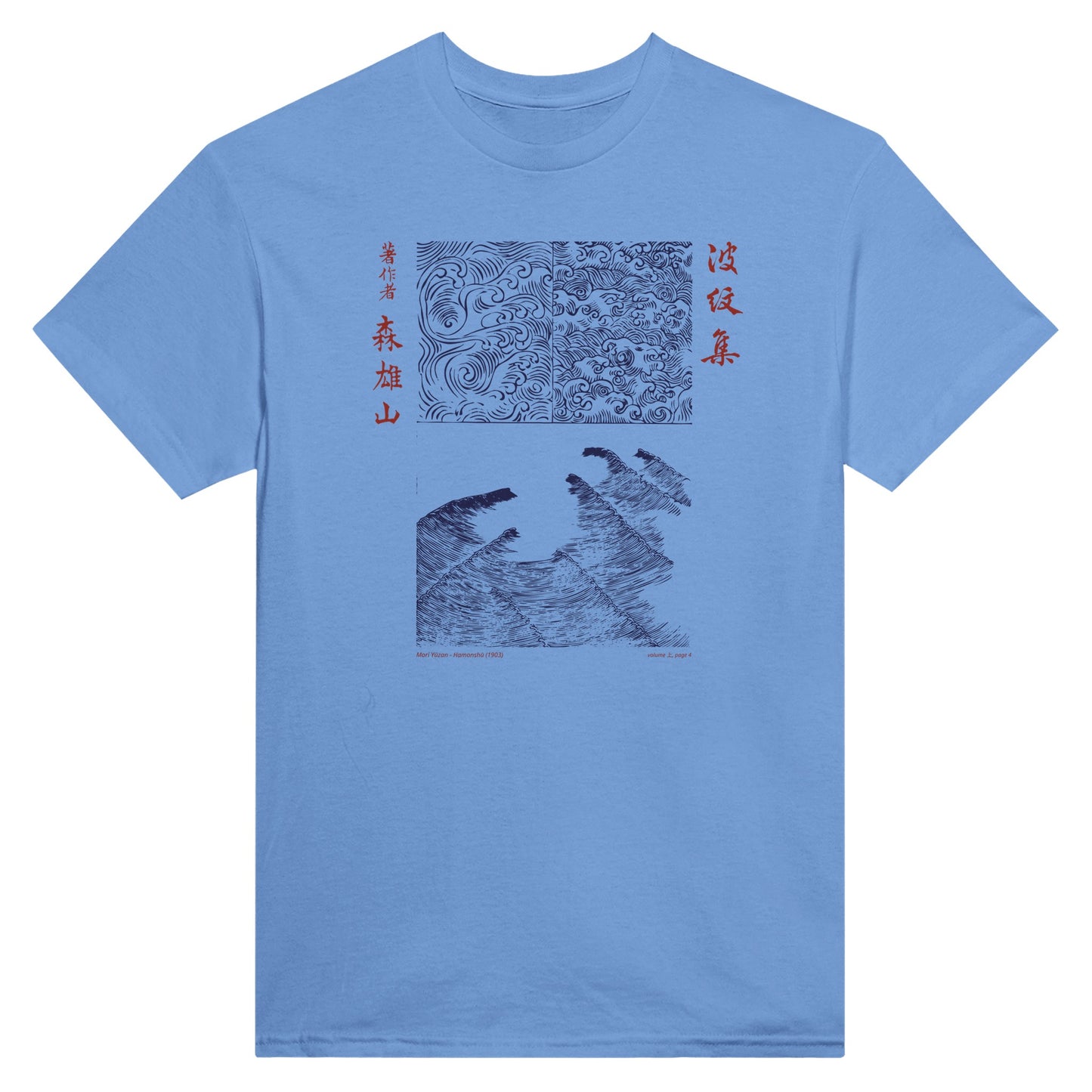 T-shirt motif N°40 Hamonshū volume intermédiaire (中), par Mori Yūzan (1903) - Couleur Bleu ciel