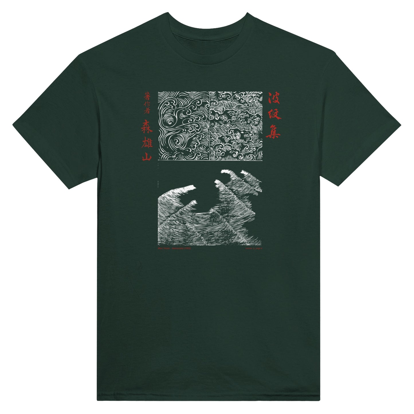 T-shirt motif N°40 Hamonshū volume intermédiaire (中), par Mori Yūzan (1903) - Couleur Vert forêt