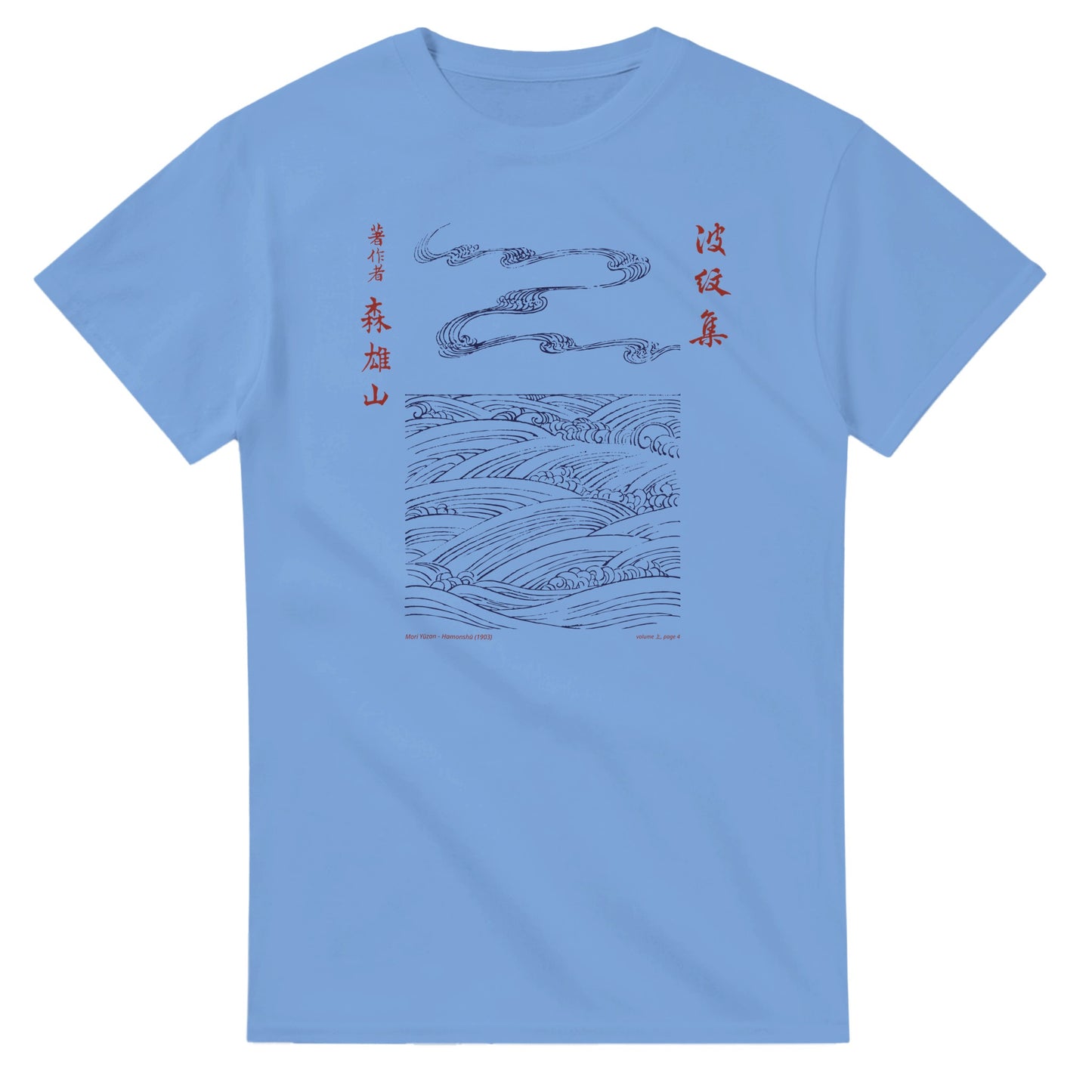 T-shirt motif N°44 Hamonshū dernier volume (下), par Mori Yūzan (1903) - Couleur Bleu ciel